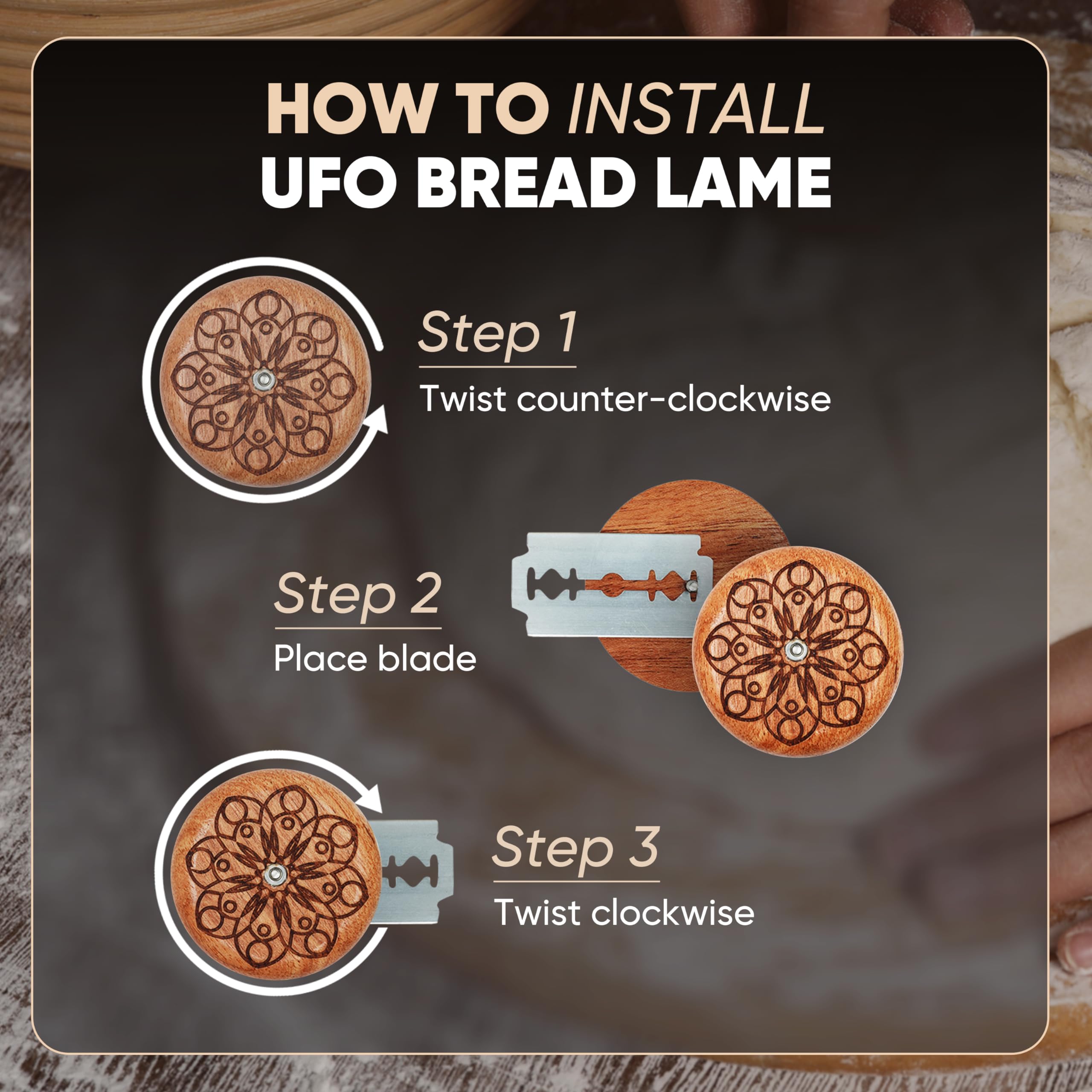 Banneton Gärkörbchen 22,9 cm für Sauerteigbrot Backen | 2 runde Rattankörbe mit Abdeckungen | UFO-Brot-Lame-Ritzwerkzeug mit 4 Klingen | Metallschaber | Geschenke für Bäcker
