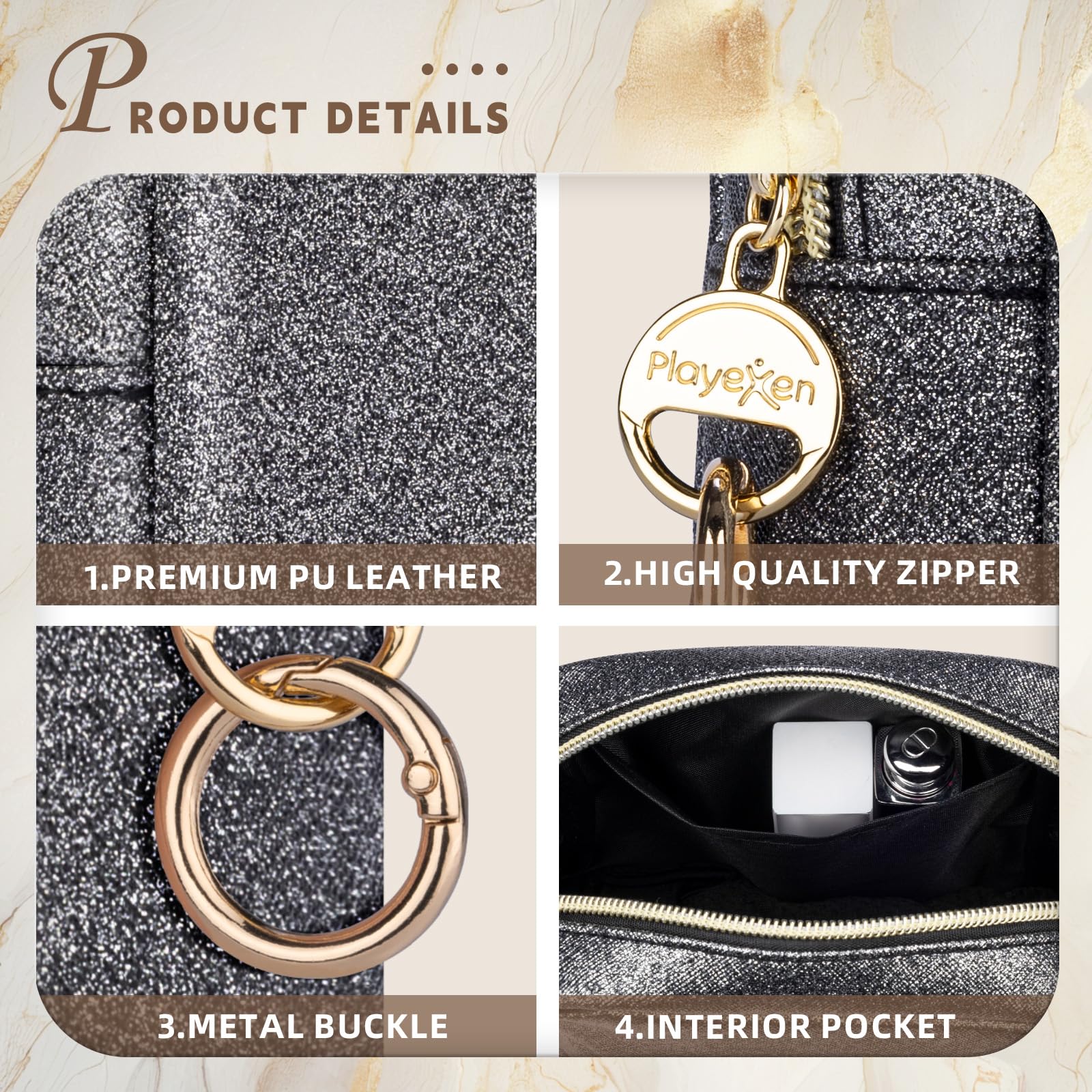 Beauty Case da Viaggio Trousse Trucchi Donna Pochette in Pelle Brillantini Borsa per Cosmetici Organizer Borse Makeup Trucco Organizer Portatile Accessori Viaggio per Ragazza Donna Compleanno(Rosa)