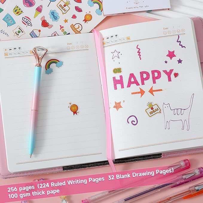 Diario con Candado para Niñas, Diario Secreto para Adolescentes miniatura 2