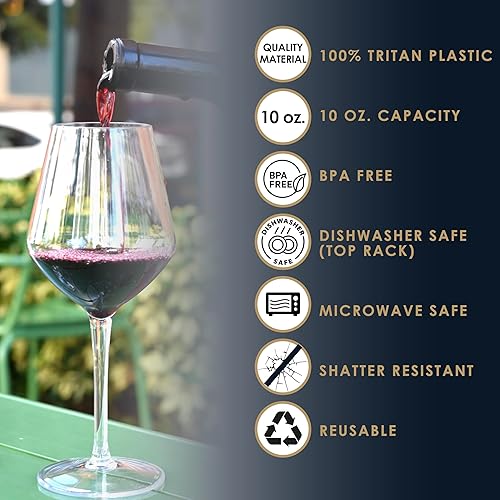 Miniatura 6 de Tritan - Juego de 4 copas de vino (15 onzas), sin BPA, copas de vino irrompibles, copas de vino con tallo