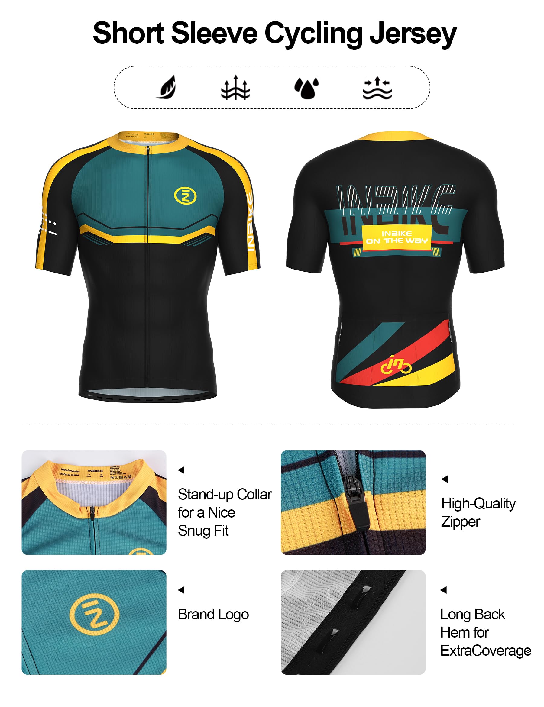 INBIKE Completo Ciclismo Uomo Estivo Maglia Ciclismo Salopette Bici da Strada Imbottite 3D Maglia MTB Asciugatura Rapida