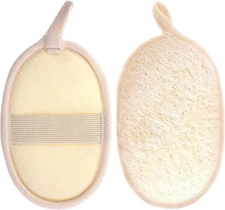 Exfoliating Loofah Sponge Pads - 2 Pack Body Scrubber, Made with Natural Luffa and Terry Cloth Shower loofah Sponge, Exfoliator Pad Body Sponges for Shower and Bath Spa