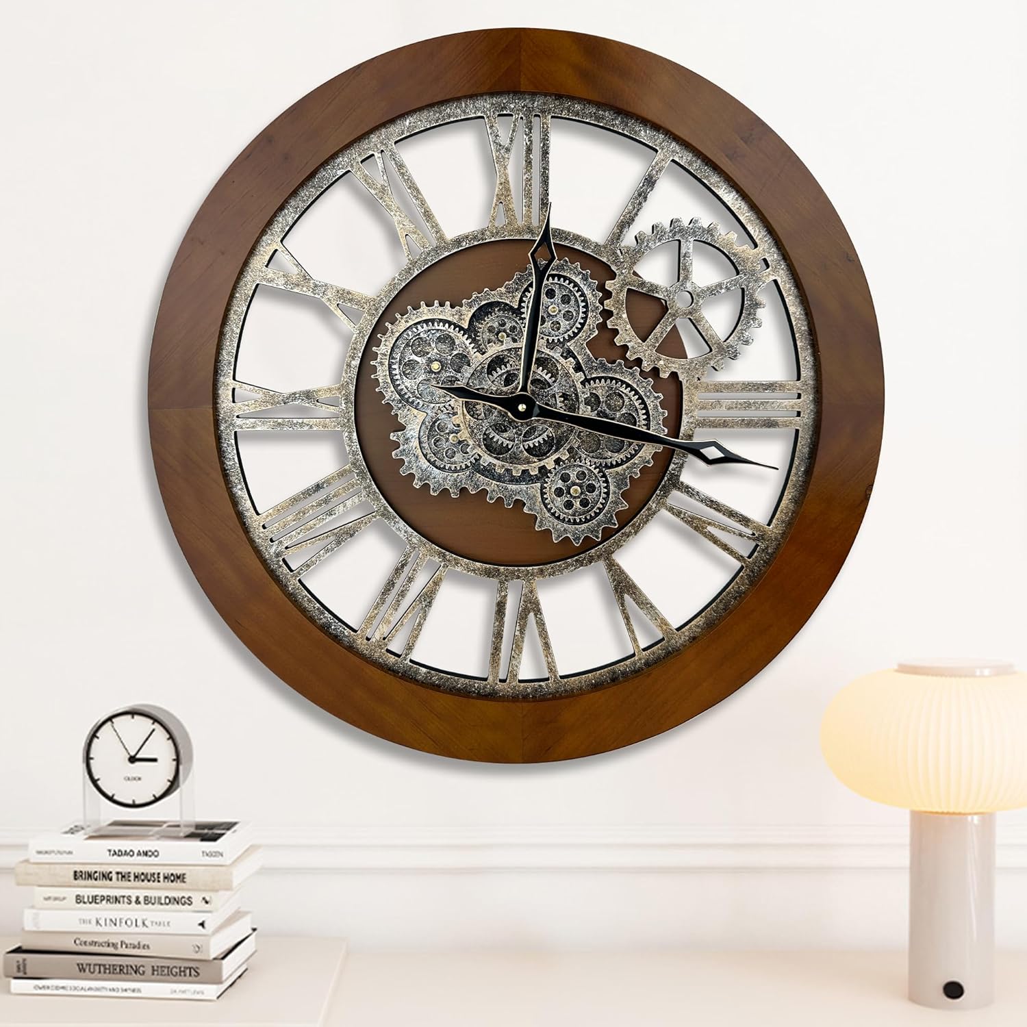 The BStyle Large Wall Clock 18 inch Moving Gear Wall Clock Oversized Vintage