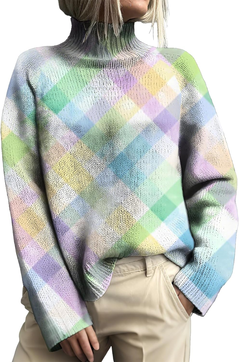 Pullover Sweater Womens Fall Fashion Sweater Casual Pullover Turtle Neck Tops Basic...