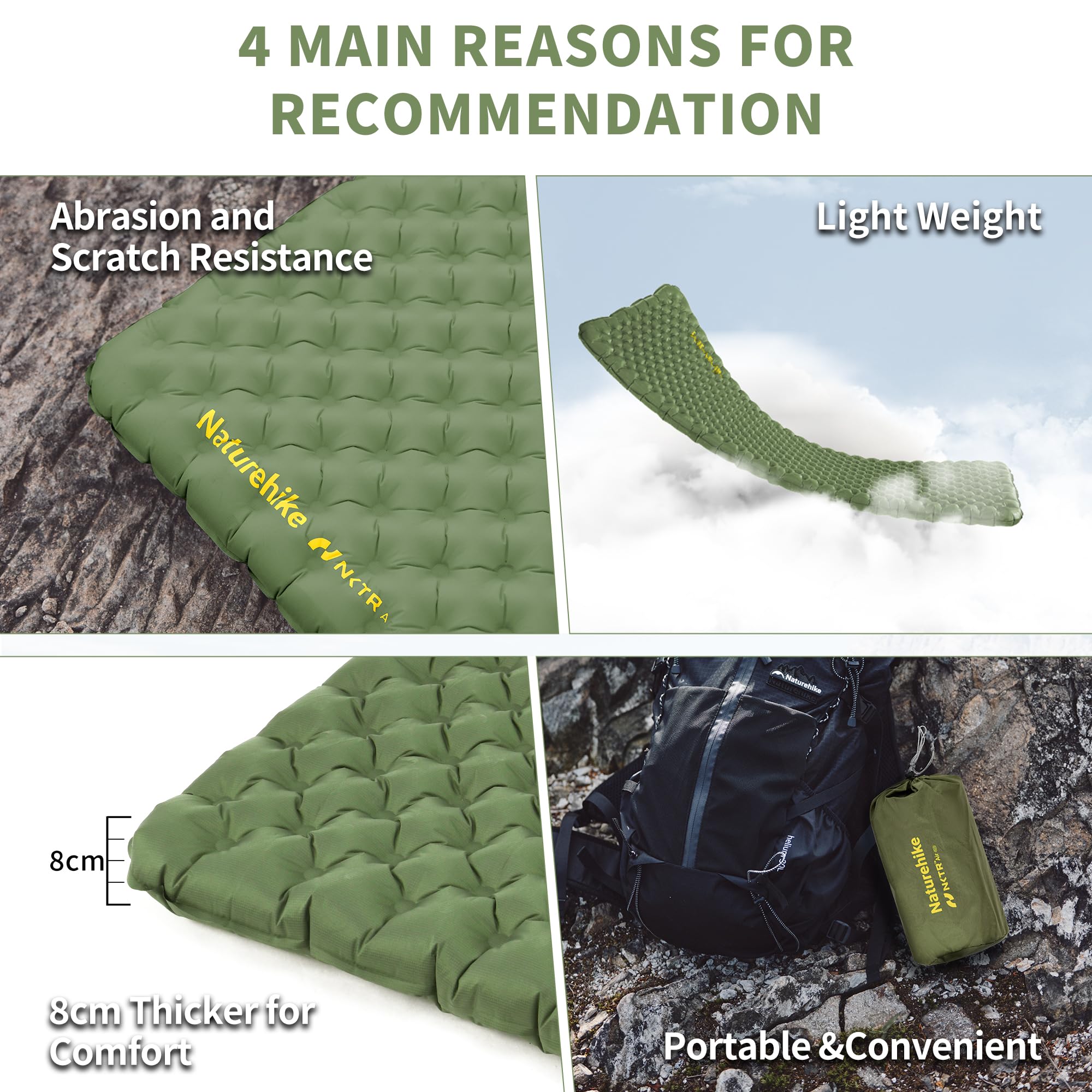 Naturehike Ultralight Inflatable Camping Sleeping Mat 4.6R