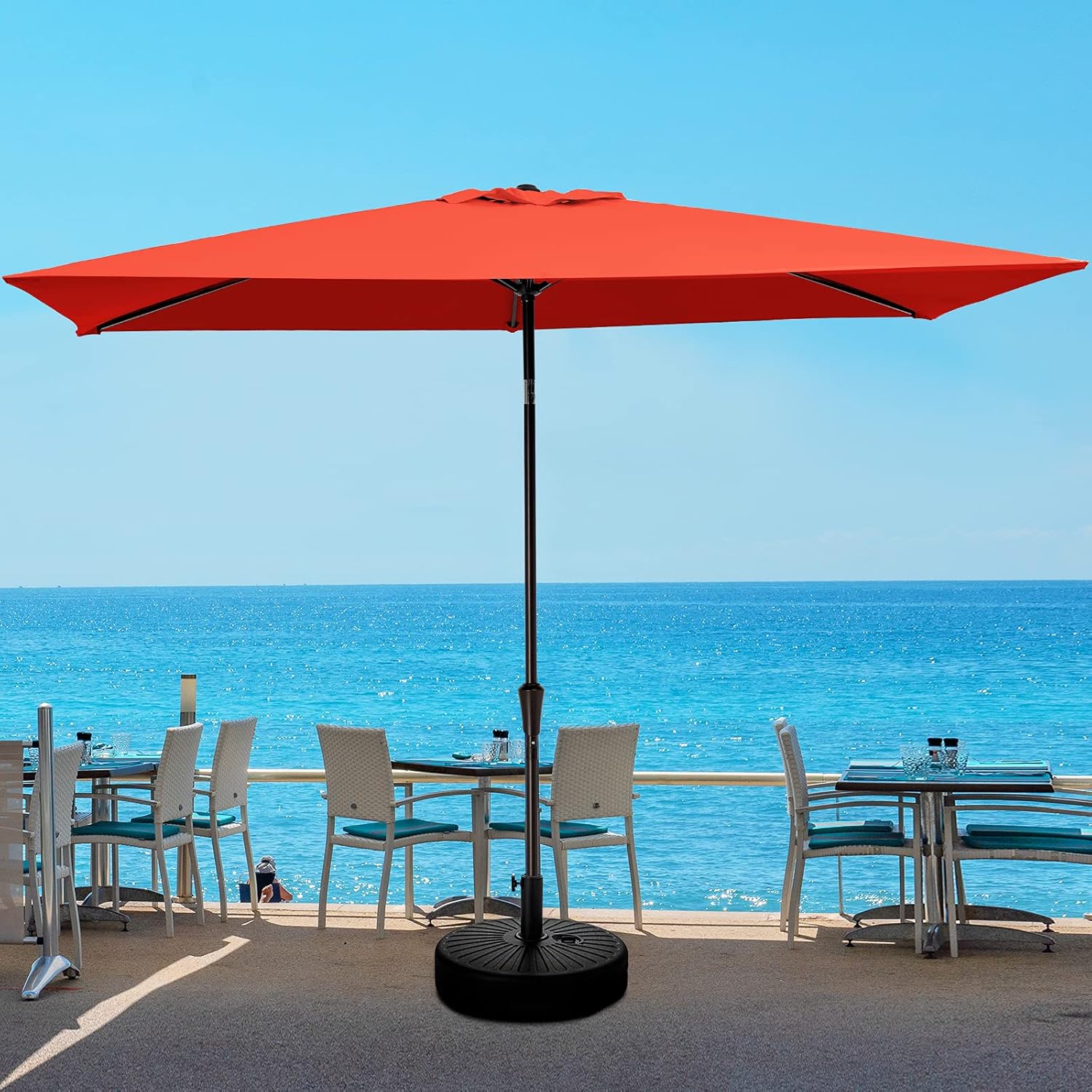 JEAREY 6.5x10 FT Rectangula Patio Umbrellas Aluminum