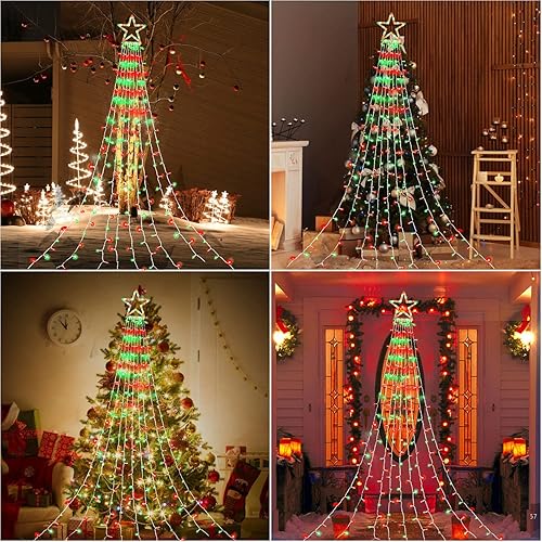 Miniatura 66 de PUHONG Luces de Navidad que cambian de color, cadena de luces 4 en 1 para exteriores, 16.4 pies, 320 luces LED de Navidad