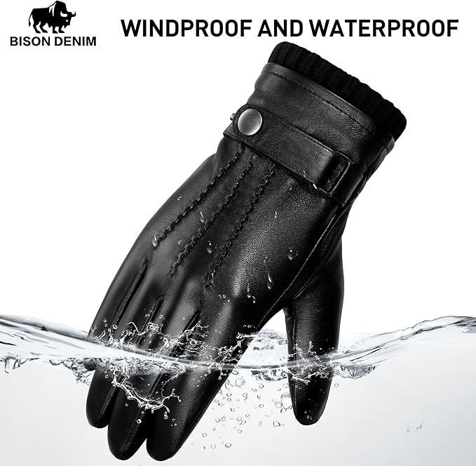 Guantes de piel de oveja Bison Denim para hombre miniatura 5