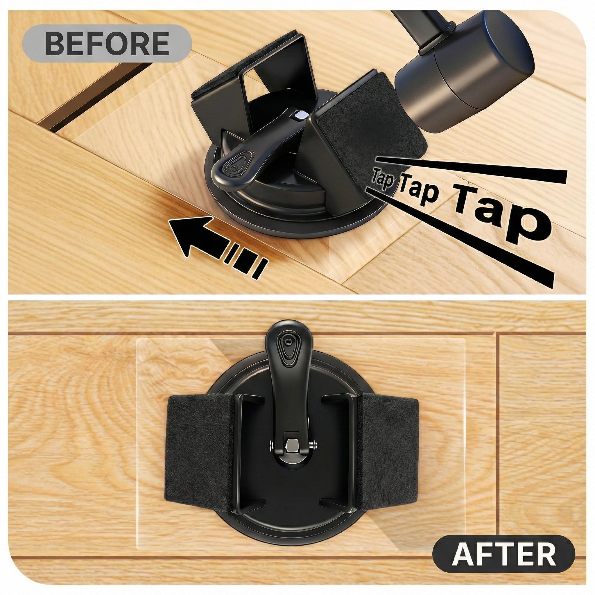 Floor Gap Fixer Tool Heavy Duty 45°Striking Surface Floor Gap Repair Tool Made of Iron & Enhanced Suction Cup with Slot Cutter and 5pcs Sticky Pads for Fixer Laminate/Vinyl Flooring Tools — view 7