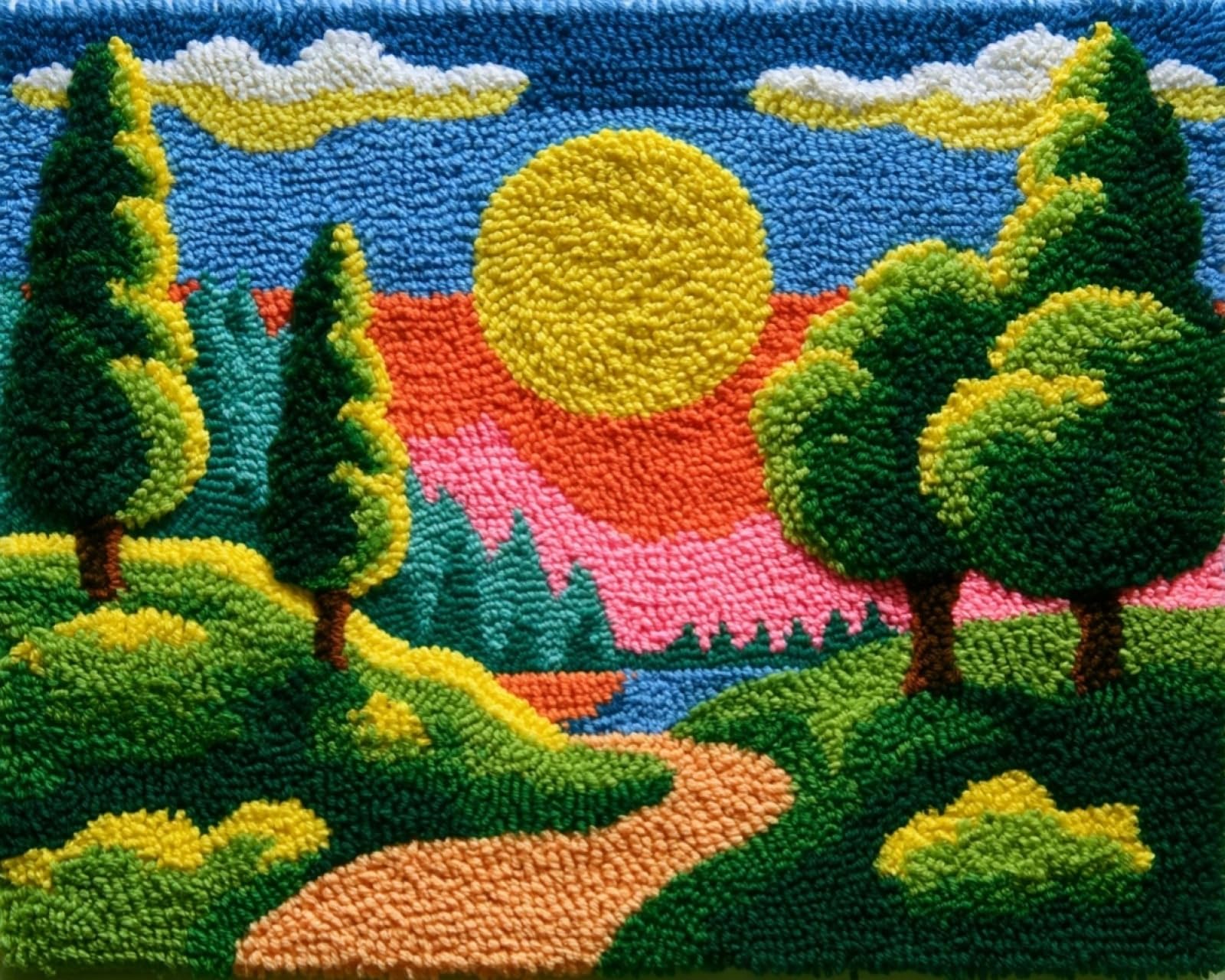 Wallphantom DIY Latch Hook Rug Making Kit for Adults,Summer Landscape