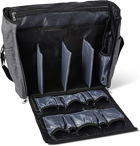 Miniatura 2 de Bolsa de bar de viaje gris y negro, resistente al agua, suministros de bartend, bolsillos para llevar kit de cóctel (solo bolsa), 13.8 pulgadas de