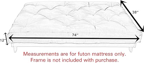 Miniatura 237 de Poly Solid - Colchón de futón completo, 8 pulgadas, color azul polvoriento Negro -,Azul,rosado (Blush Pink),Borgoña,Burnt orange,2-Burnt