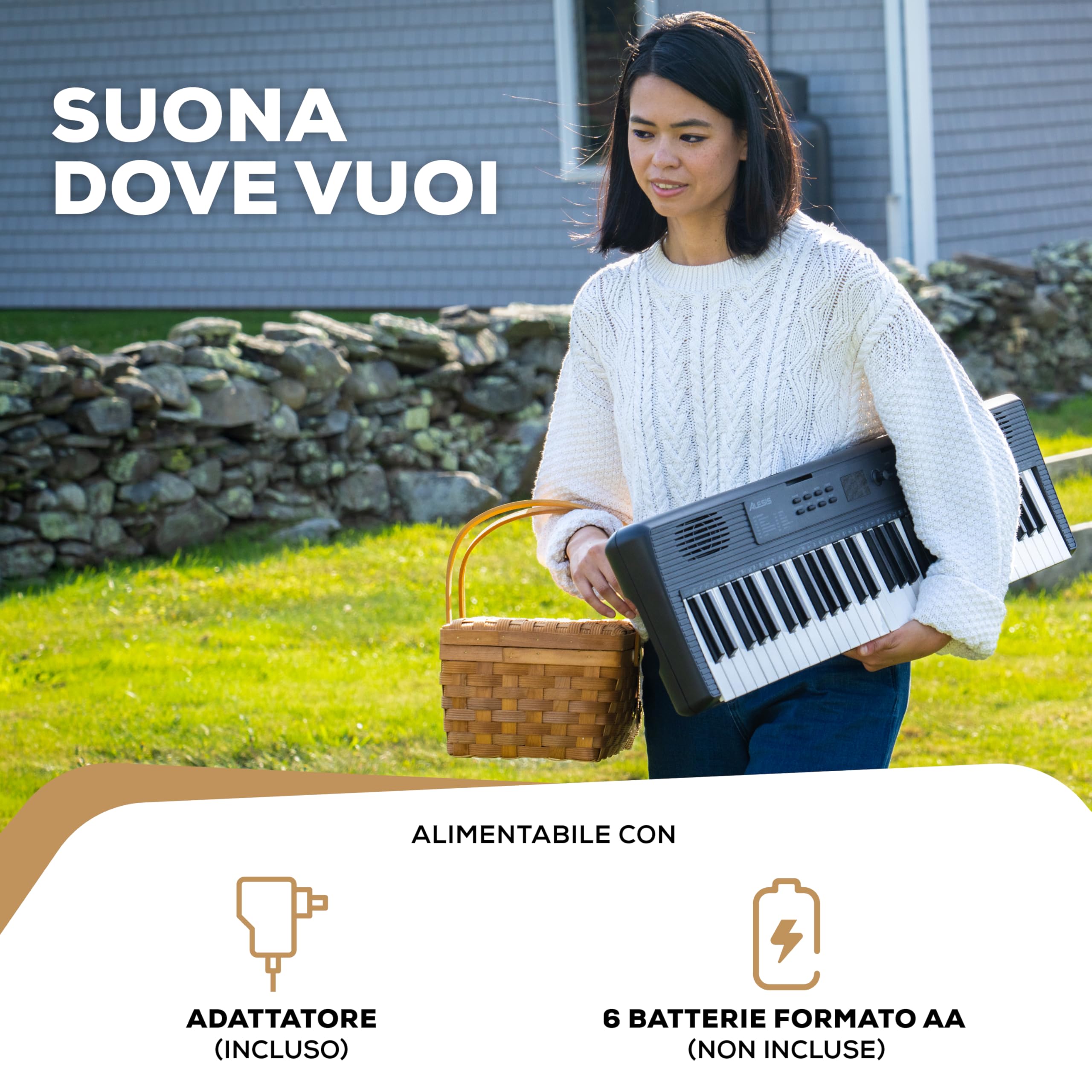Alesis Melody 61 MK4 Tastiera Pianoforte 61 Tasti con Accessori | Portatile, 300 Voci, Modalità Split/Layer, Include Lezioni, Pianola per Scuola Media e Principianti