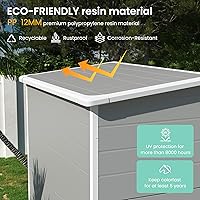 Vista 2 de UDPATIO Cobertizo de almacenamiento al aire libre de 5 x 3 pies, cobertizo de jardín de plástico para bicicleta, bote de basura, herramienta