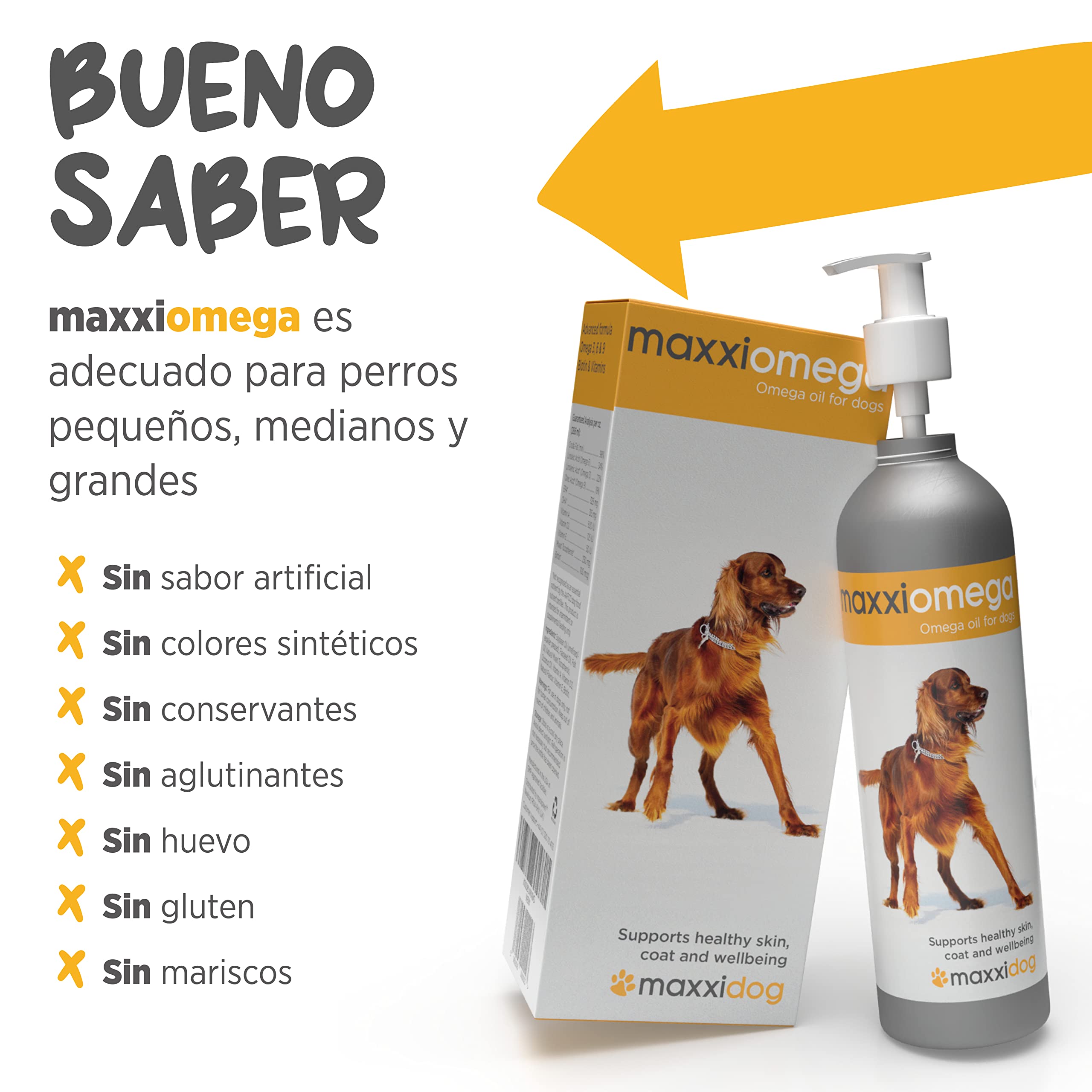 maxxipaws maxxiomega Suplemento de Aceite Omega 3, 6 y 9 para Perros - Soporte para Piel y Pelaje, 296ml