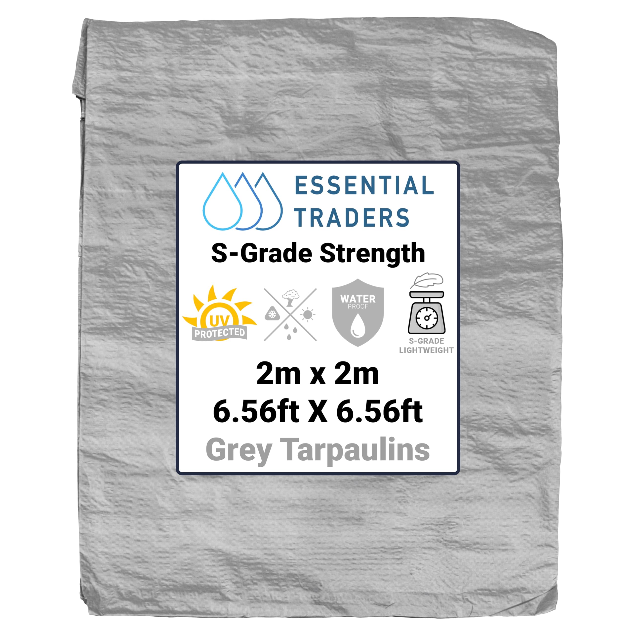 Grey Lightweight Tarpaulin, Multi-Purpose Waterproof Sheet for Outdoor Use Tools, Camping, Gardening, Furniture Protection