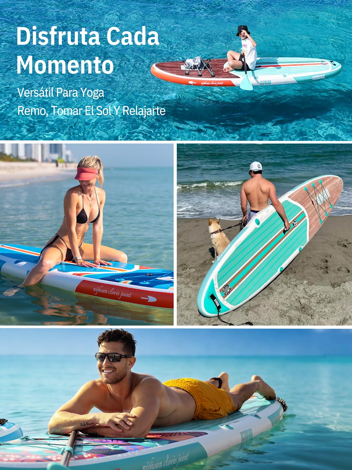 Niphean Tabla Paddle Surf Hinchable con Accesorios 320cm Sup | Capacidad de 200kg, Tabla Paddle Surf Rígida, Antideslizante, Kit Reparación, Adultos, Jóvenes, Principiantes, Yoga