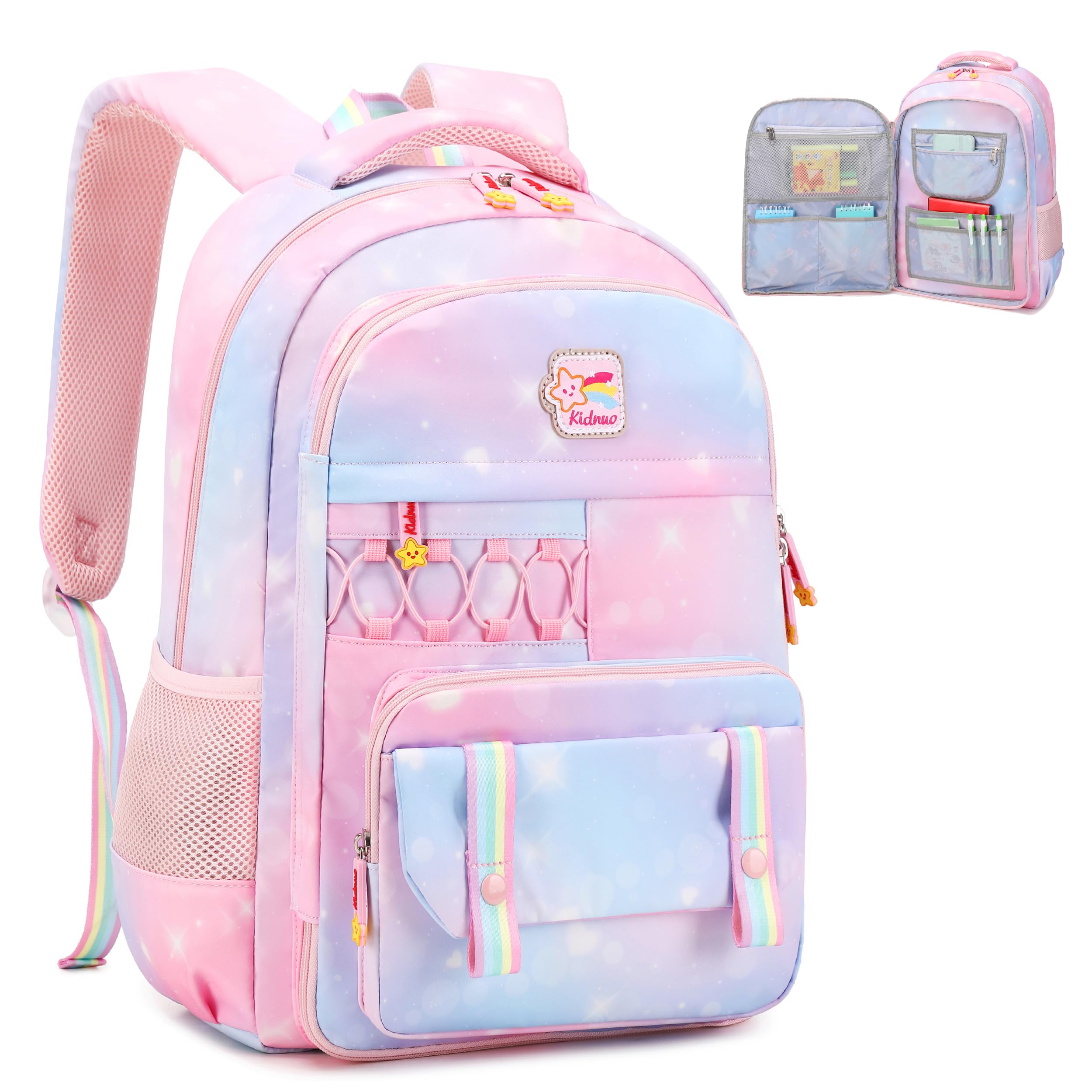Girls Backpack 15.6 Inch Laptop School Bag Cute Kids Kindergarten Elementary Backpacks Middle Schoolbag Large Bookbags for Women Teens Students Anti