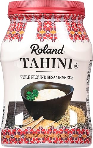 Roland Foods Tahini de semillas de sésamo molidas puras alimentos importados especiales tarro de 2 libras