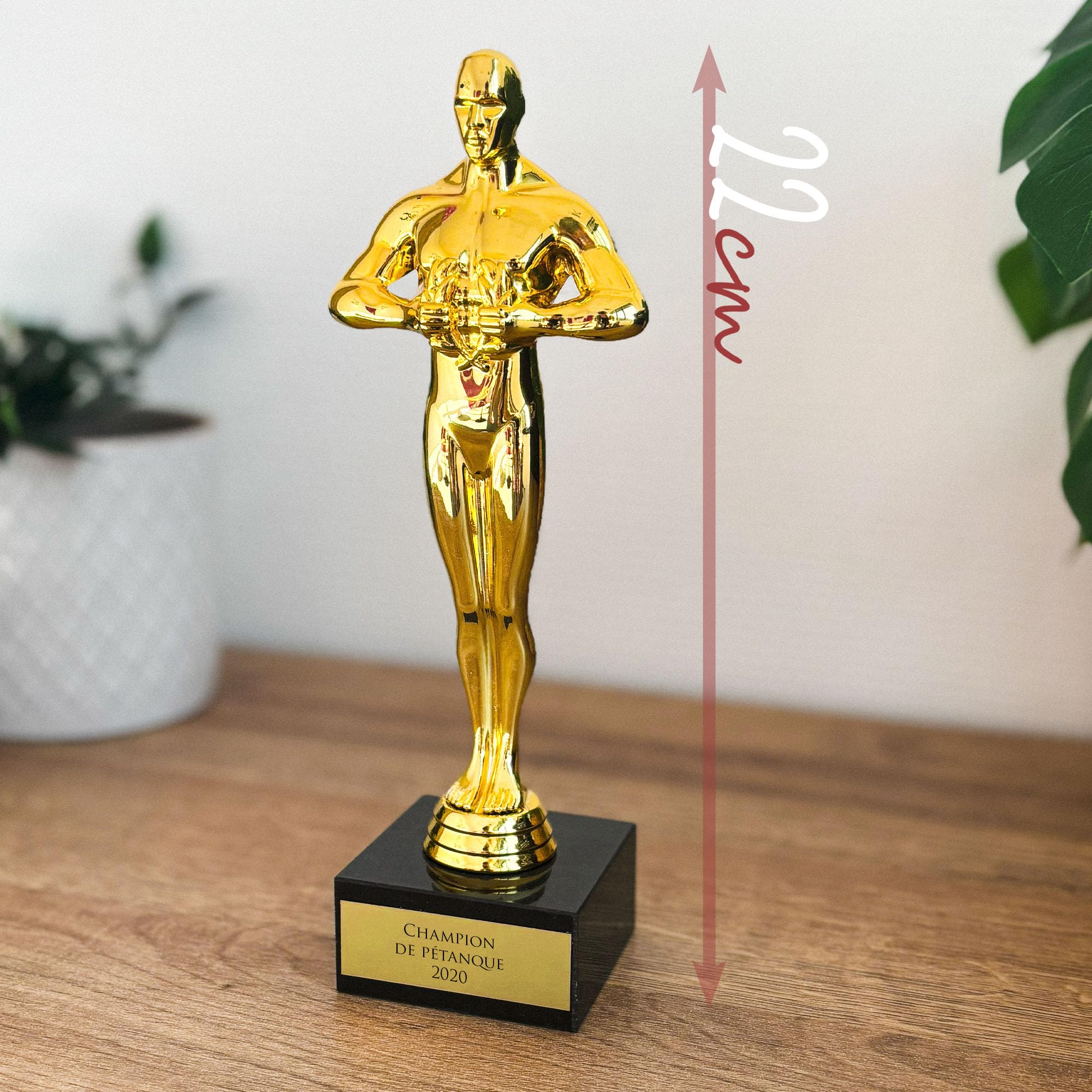KDO MAGIC - Trophée Personnalisable - Statuette dorée personnalisée - Gravé avec Texte - Cadeau fête des pères, noël, Retraite, Homme