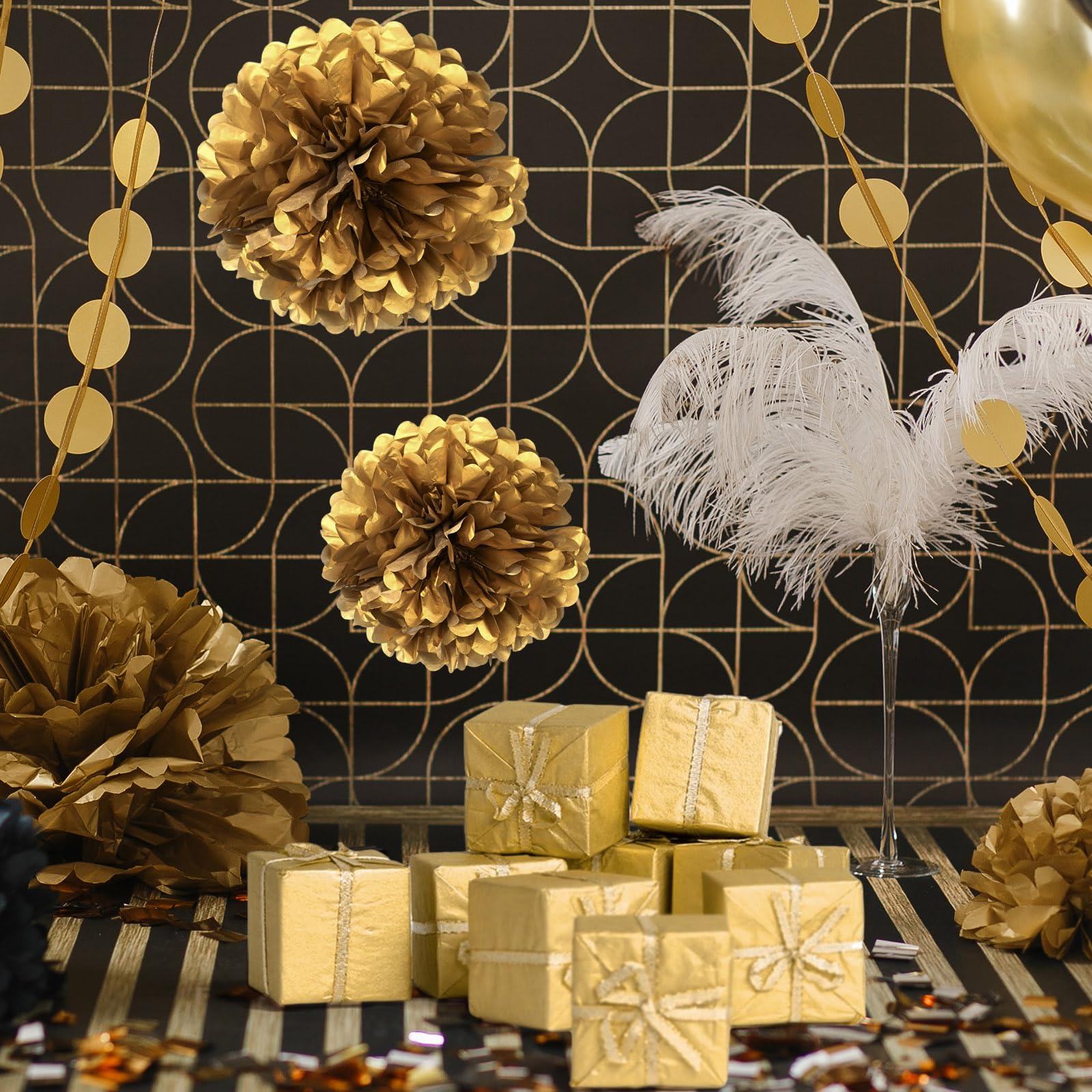 CHRORINE 60 hojas de papel de seda dorado para envolver regalos de arte, papel de seda a granel para manualidades DIY, decoración de cumpleaños, fiestas navideñas (20 x 14,5 pulgadas)