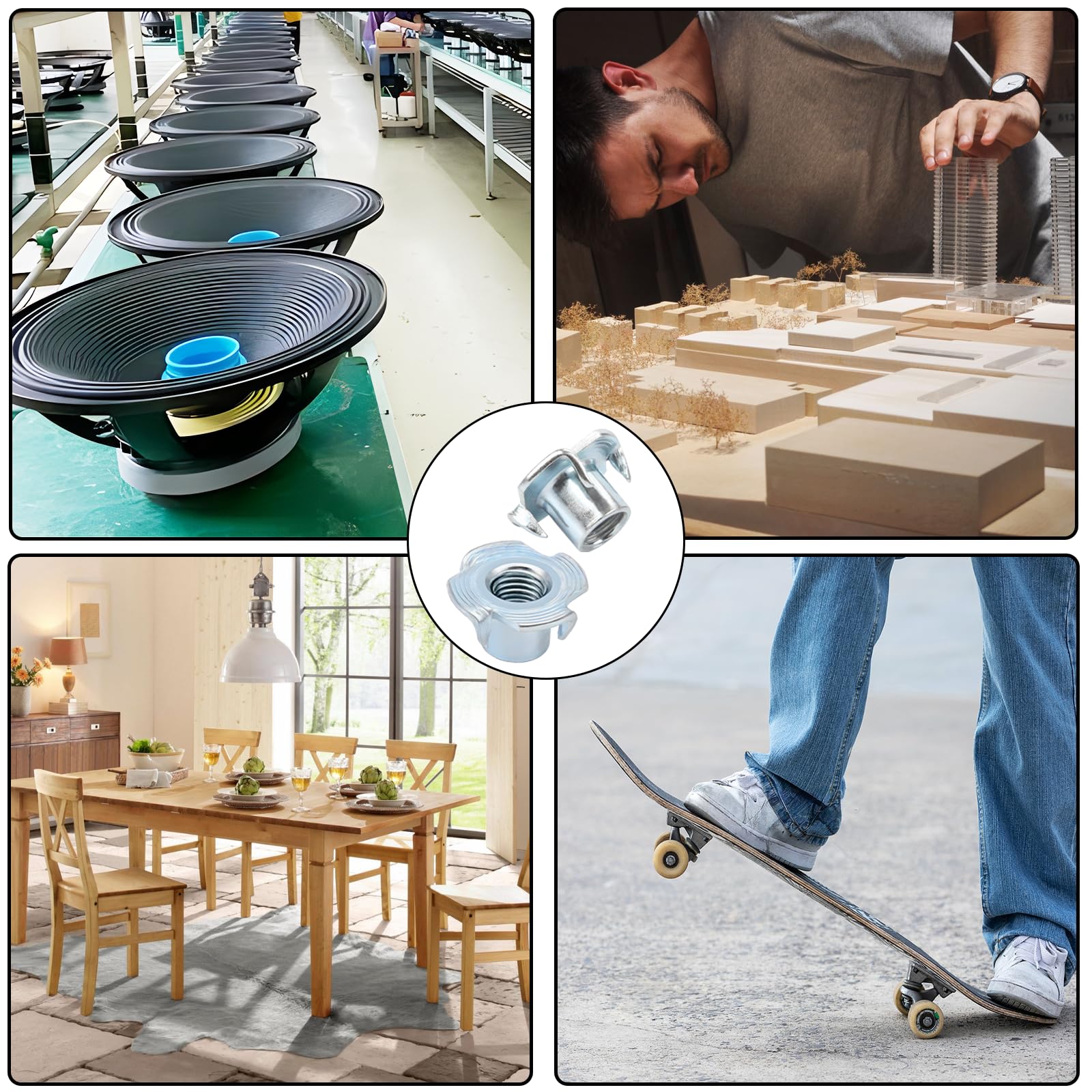 60 dadi a innesto M3 x 6 mm, in acciaio al carbonio zincato con 4 punte, per legno, tavole, mobili, artigiani, costruzioni, pareti da arrampicata, kit di viti, fai da te