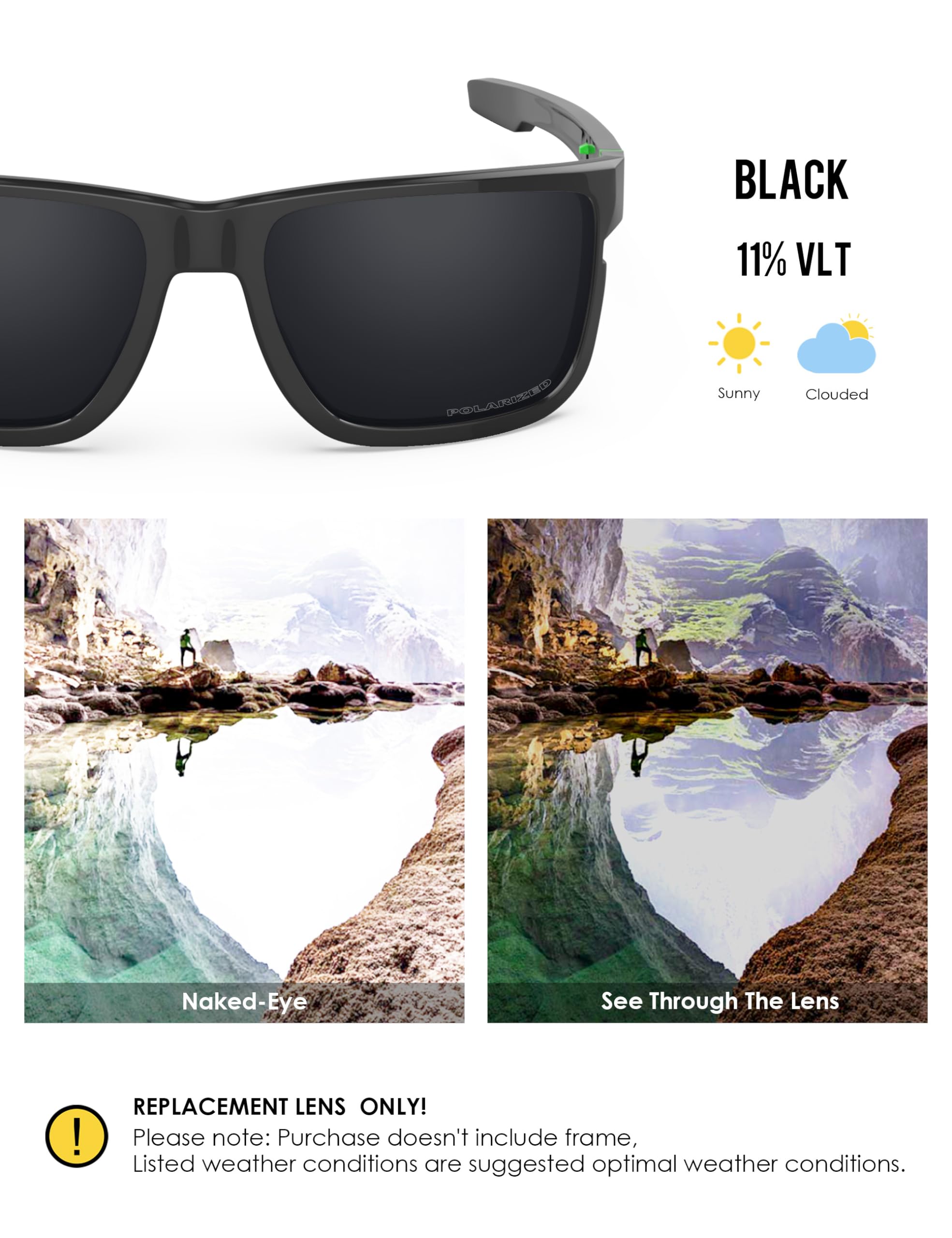 BLAZERBUCK Lenti polarizzate anti-sale e nasello per occhiali da sole Oakley Crossrange OO9361/Crossrange Asian Fit OO9371