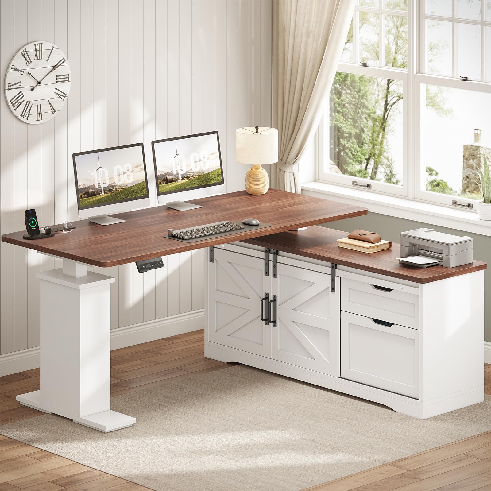 SEDETA Farmhouse 55 inch L Shaped Standing Desk
