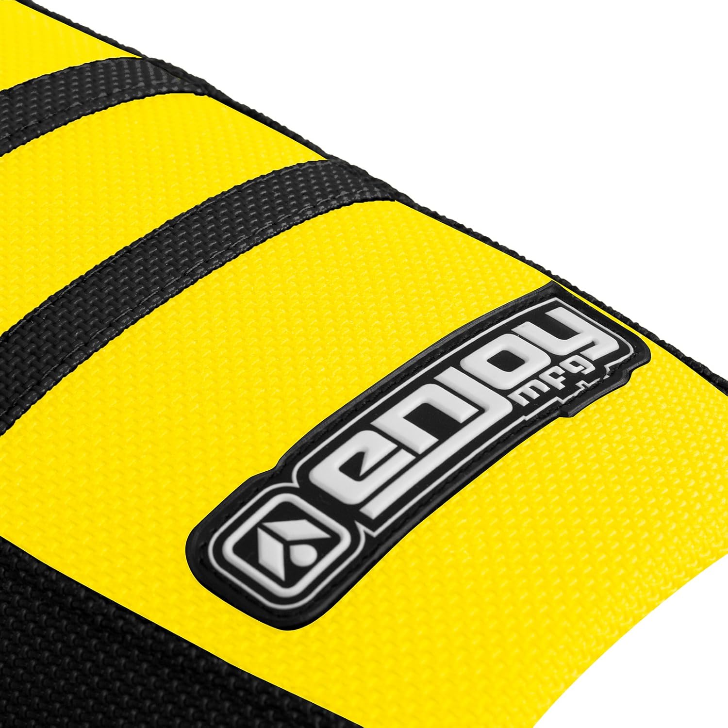 Enjoy Mfg Seat Cover - Compatible with Suzuki JR 50 - Black Sides/Yellow Top/Black Ribs #98
