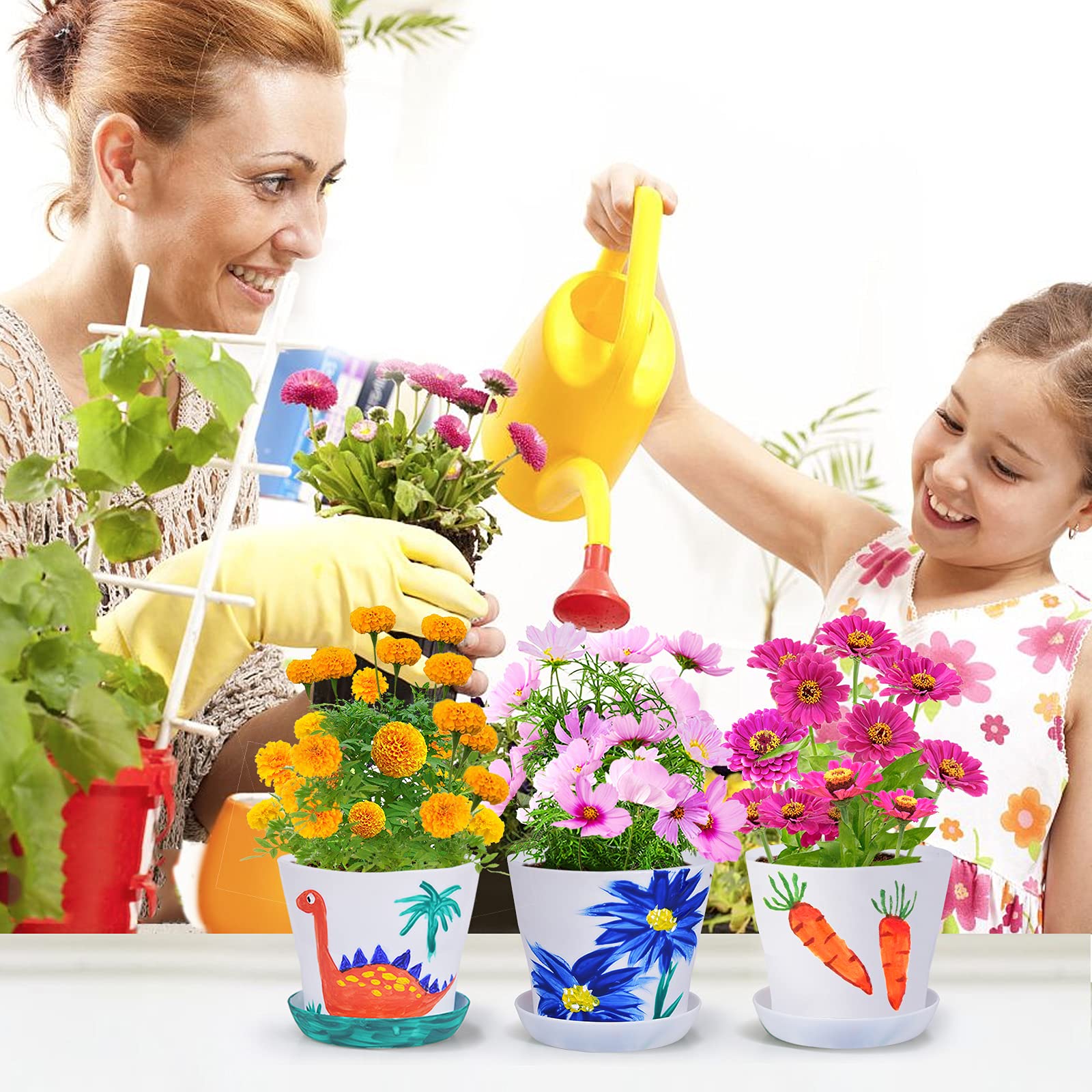 Paint and Plant Flower Growing Kit for Kids - Set of 3, Flower Pots to Paint, Arts and Crafts, Kids Gardening Tools Kit, Perfect Birthday or Project Easter Gift for Girls Ages 4 5 6 7 8 9 10 11 12 - Image 7