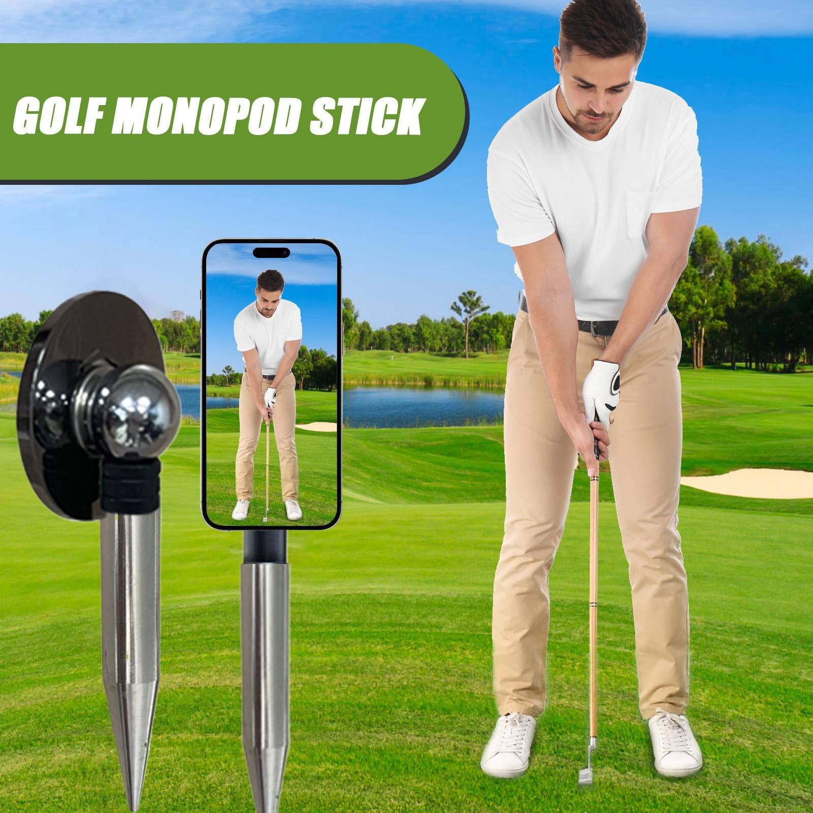 Monopié de Golf Cámara Video Portátil y Estable para Entrenamiento