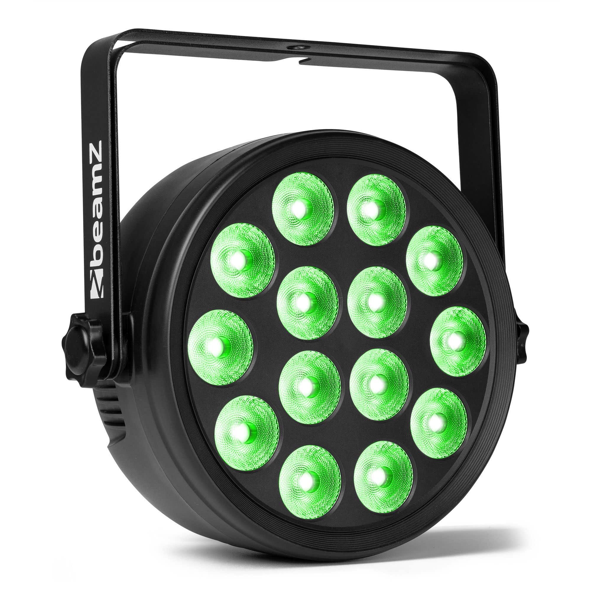BeamZ BCC165 FlatPAR LED RGBWA-UV 14x 4W Extra Plat avec Télécommande - Projecteur PAR LED DJ Compact avec Effet UV pour Soirées, FlatPar Slim Éclairage Ambiance