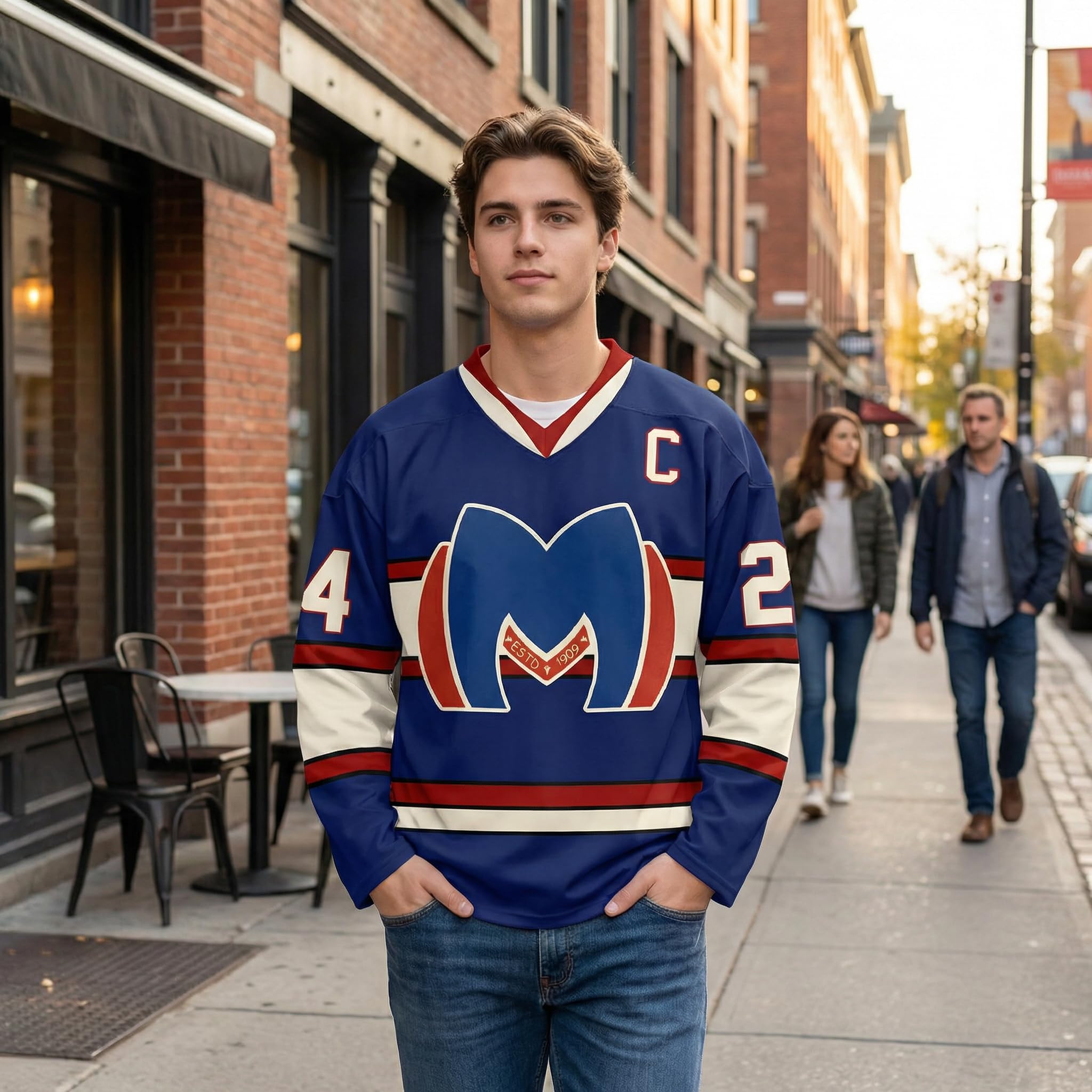 Generisch Heated Rivalry Merch Rozanov 81 24, Maglia da Hockey Ghiaccio a Maniche Lunghe con Scollo a V Unisex, Stile Sport & Streetwear