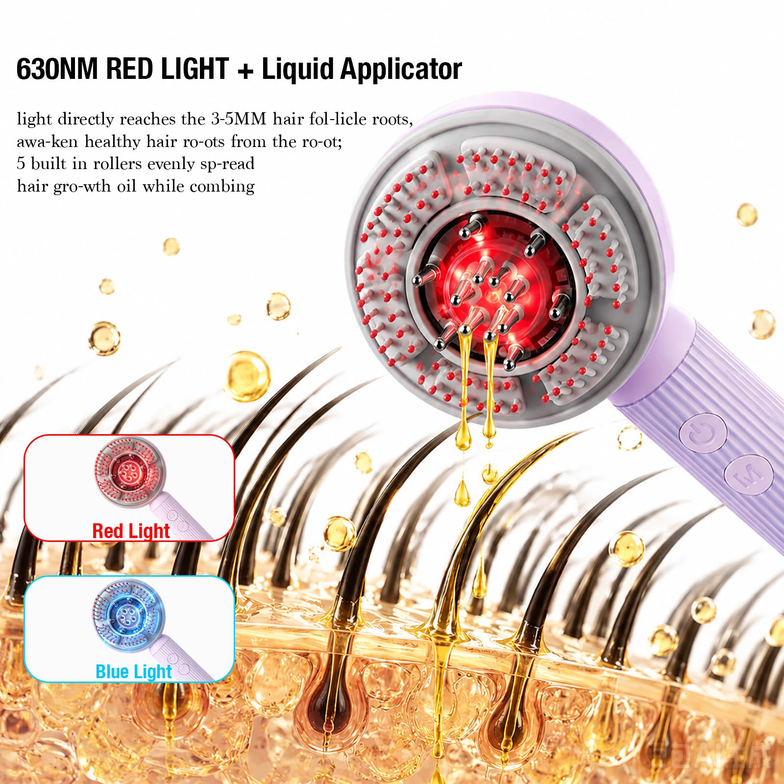 Massaggiatore Elettrico Cuoio Capelluto, Spazzola Luce Rossa