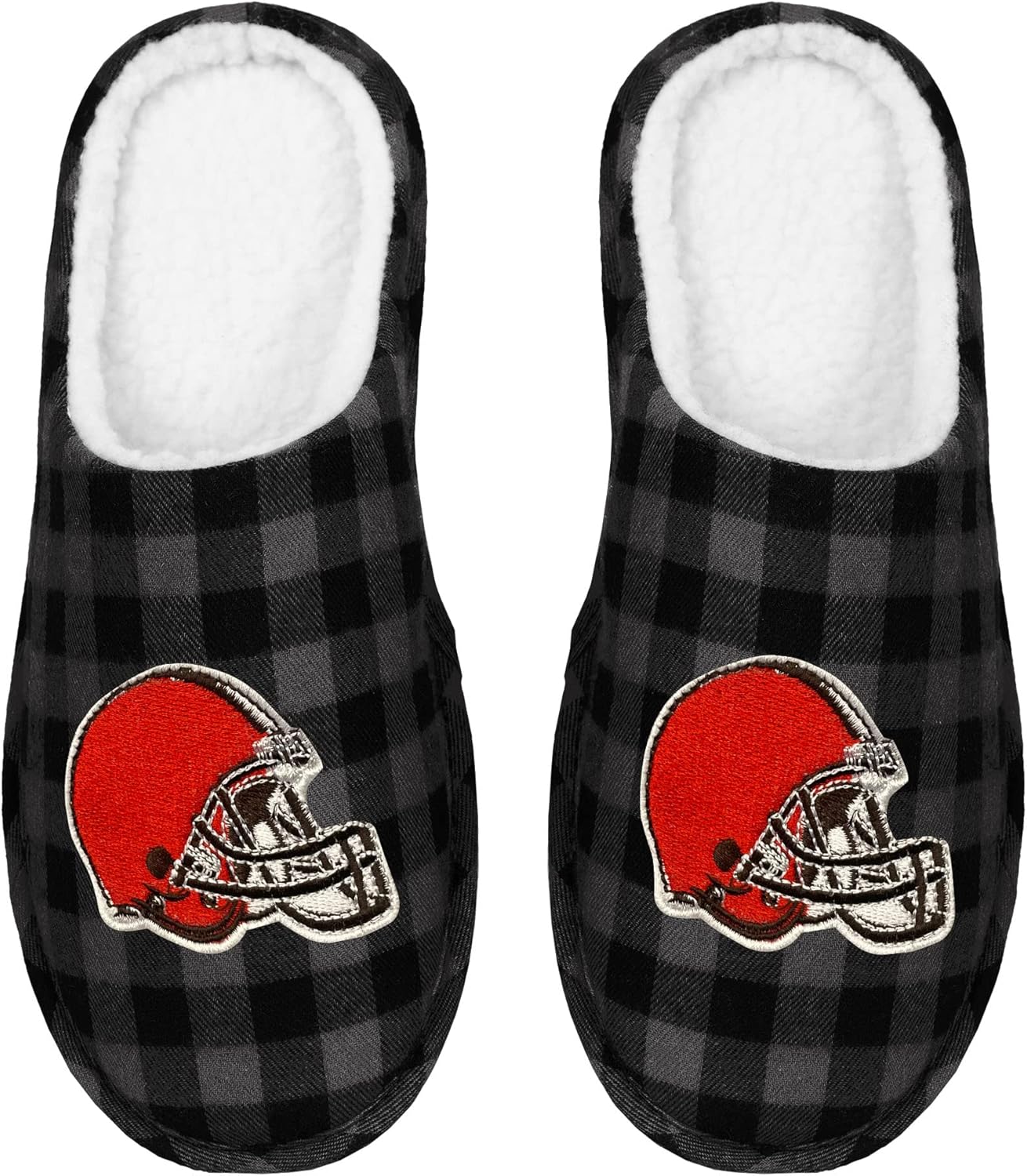 FOCO Men'sNFL Sherpa Lined Buffalo Check Memory Foam Slippers - Image 4