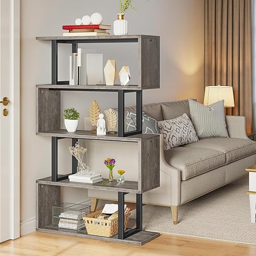 Miniatura 3 de YITAHOME Estantería de 5 niveles, estantería y estantería en forma de S, estantería de almacenamiento decorativa multifuncional independiente