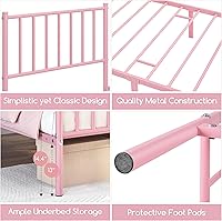Vista 8 de Yaheetech Armazón de Cama Tamaño Twin Plataforma de Metal Base para Colchón con Cabecero de Husillos y Pie de Cama/No Necesita Somier/14 Pulgadas