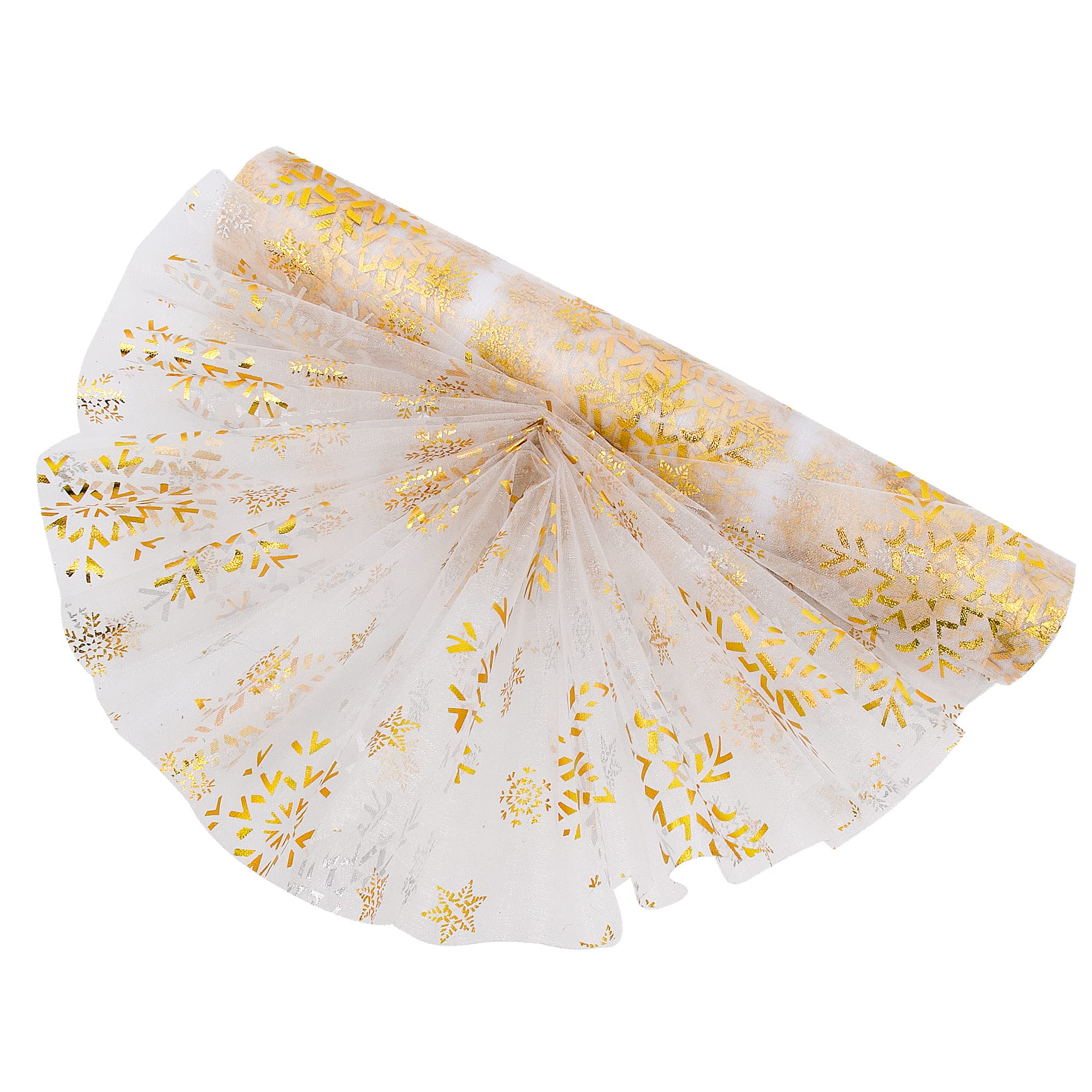 Time to Sparkle 29cm*5.5m Sheer Organza Roll Sash Fabric Table Runner Sashes Chair Cover Bows Swags Wedding Party - Gold Flake