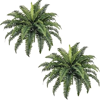 Forest Prince 35" Artificial Boston Ferns, 2 Large Bushes 39 Fronds Each, UV-Resistant Fake Ferns for Indoor Outdoor Decor