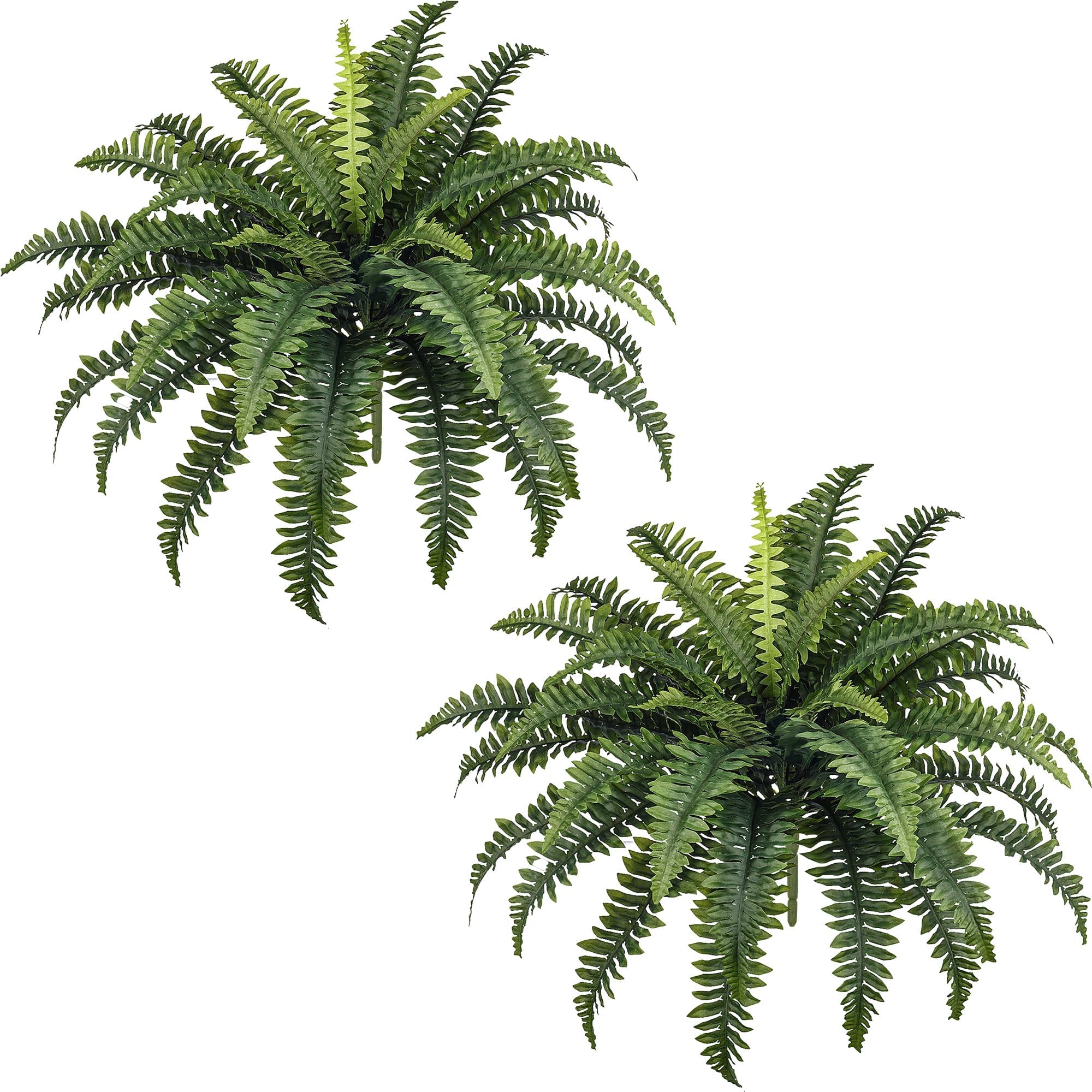 FOREST PRINCE 35" Ferns Artificial Bush Plants Large, 2 Artificial Boston Ferns with 39 Fronds for Outdoors Home Decor