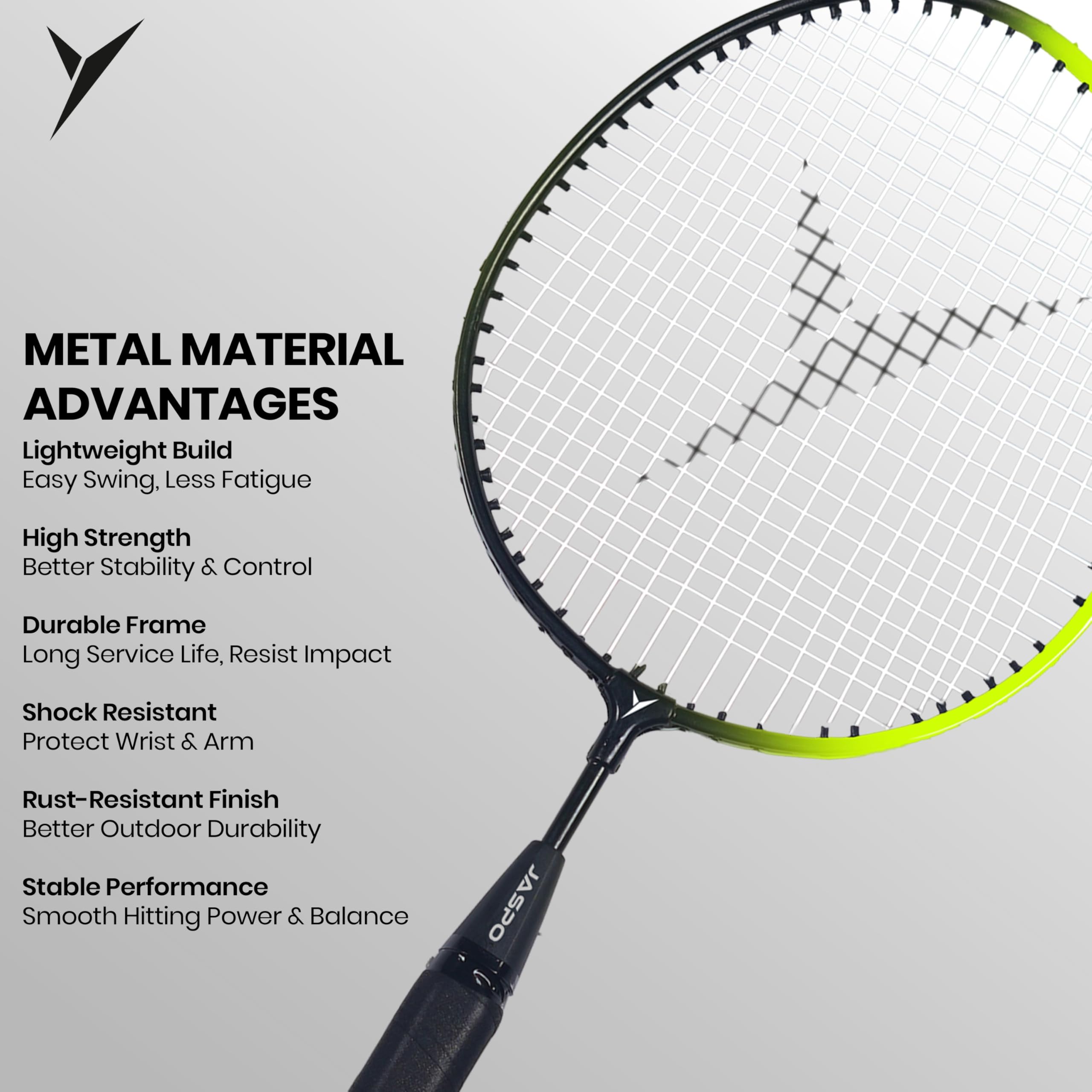 Jaspo Kidzy Steel Badminton Racket Set (18 inches Length) with 3pc. Plastic Shuttlecock (NEON Green)-Recommended for Kids only