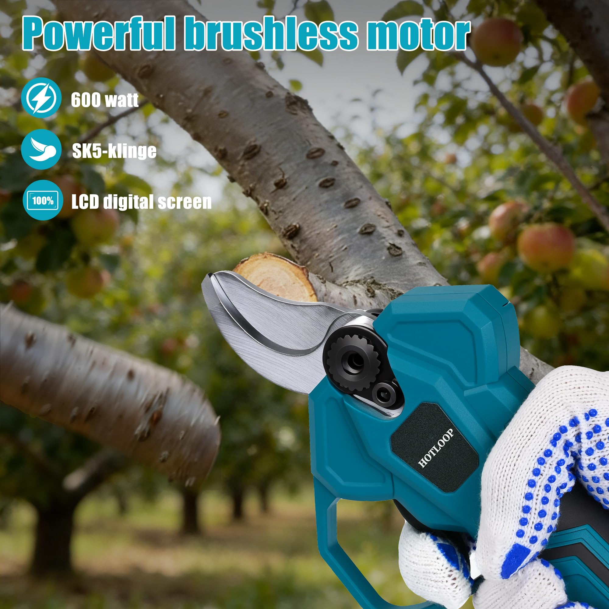 Akku Astschere Professionelle Elektrische Gartenschere für Makita 18V Batterie (Ohne Akku),Gardena Akku Gartenschere Max 40mm Schneiddurchmesser,LCD Anzeige
