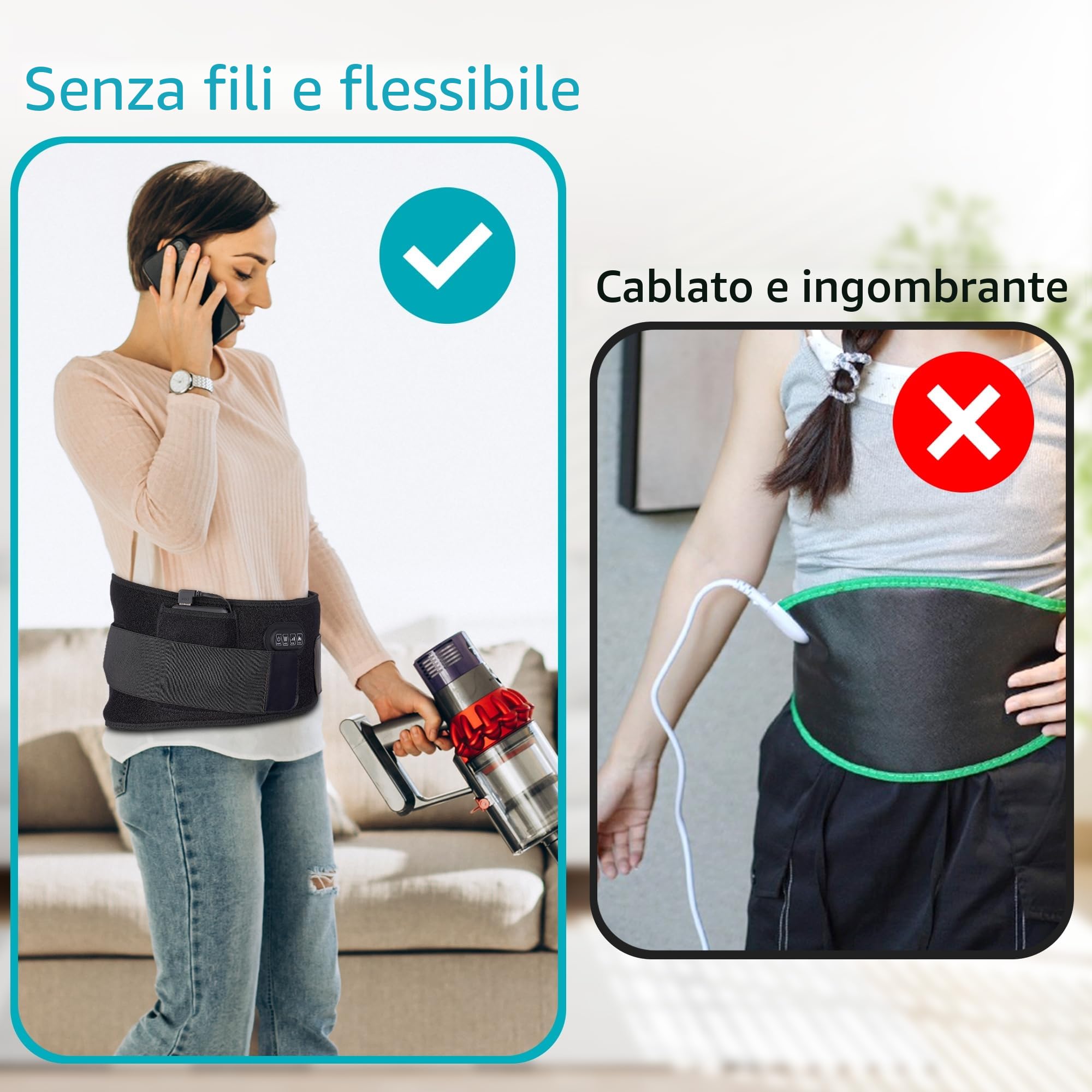 BESTEK Fascia Massaggio Lombare Riscaldante Cintura Riscaldante con 3 Livelli di Temperatura e Massaggio a Vibrazione–Termoforo Elettrico con Spegnimento Automatico per Schiena, Spalle e Addome