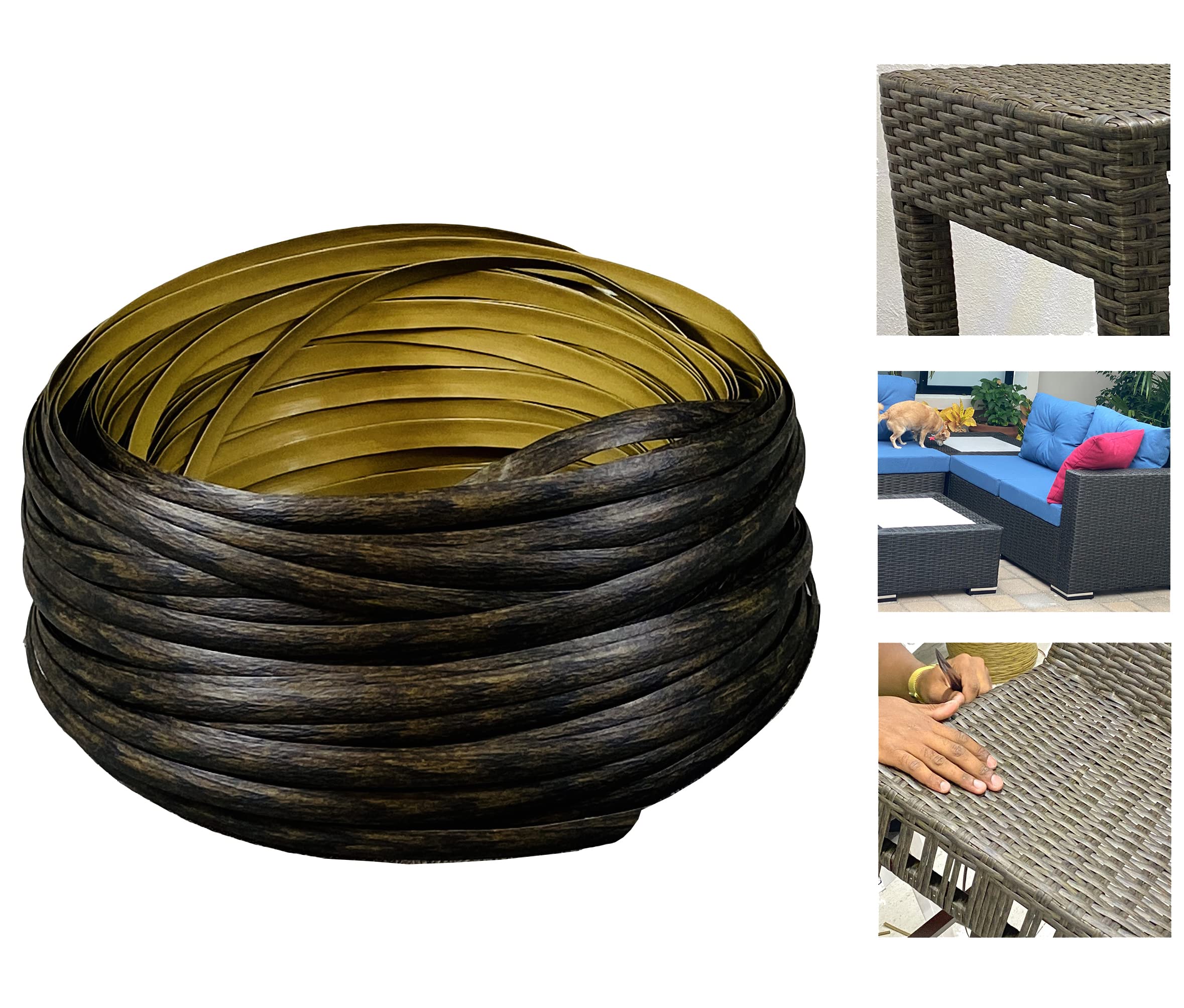 Kit de reparación de mimbre de 262 pies, kit mimbre degradado Marron, Material de ratán para reparación de sillas, mesa de Punto, cesta de almacenamiento, conversación de Patio