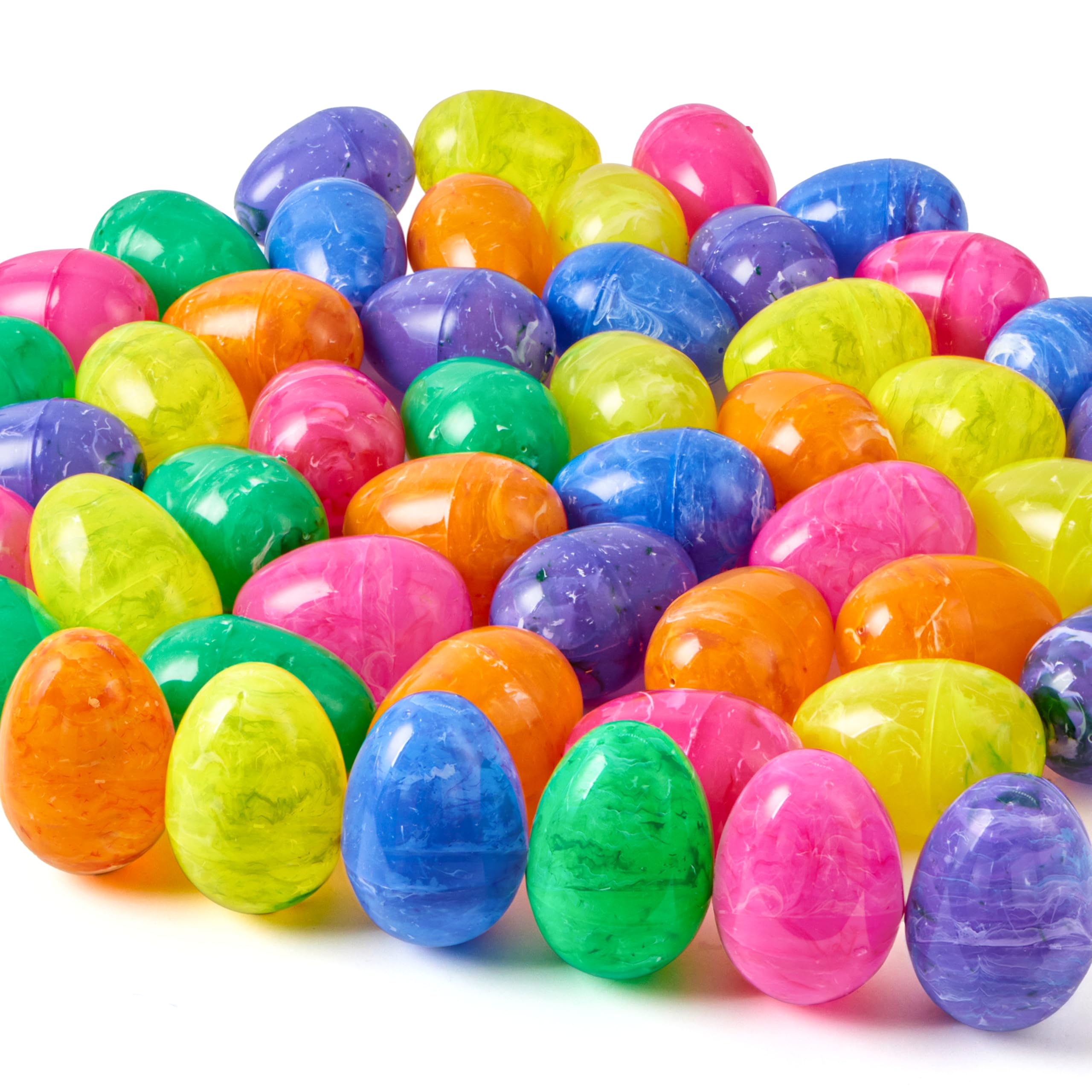 JOYIN 30 Pcs Plastic Iridescent Printed Bright Easter Eggs 3.15" Tall for Easter Hunt, Basket Stuffers Fillers, Classroom Prize Supplies, Filling Treats and Party Favor