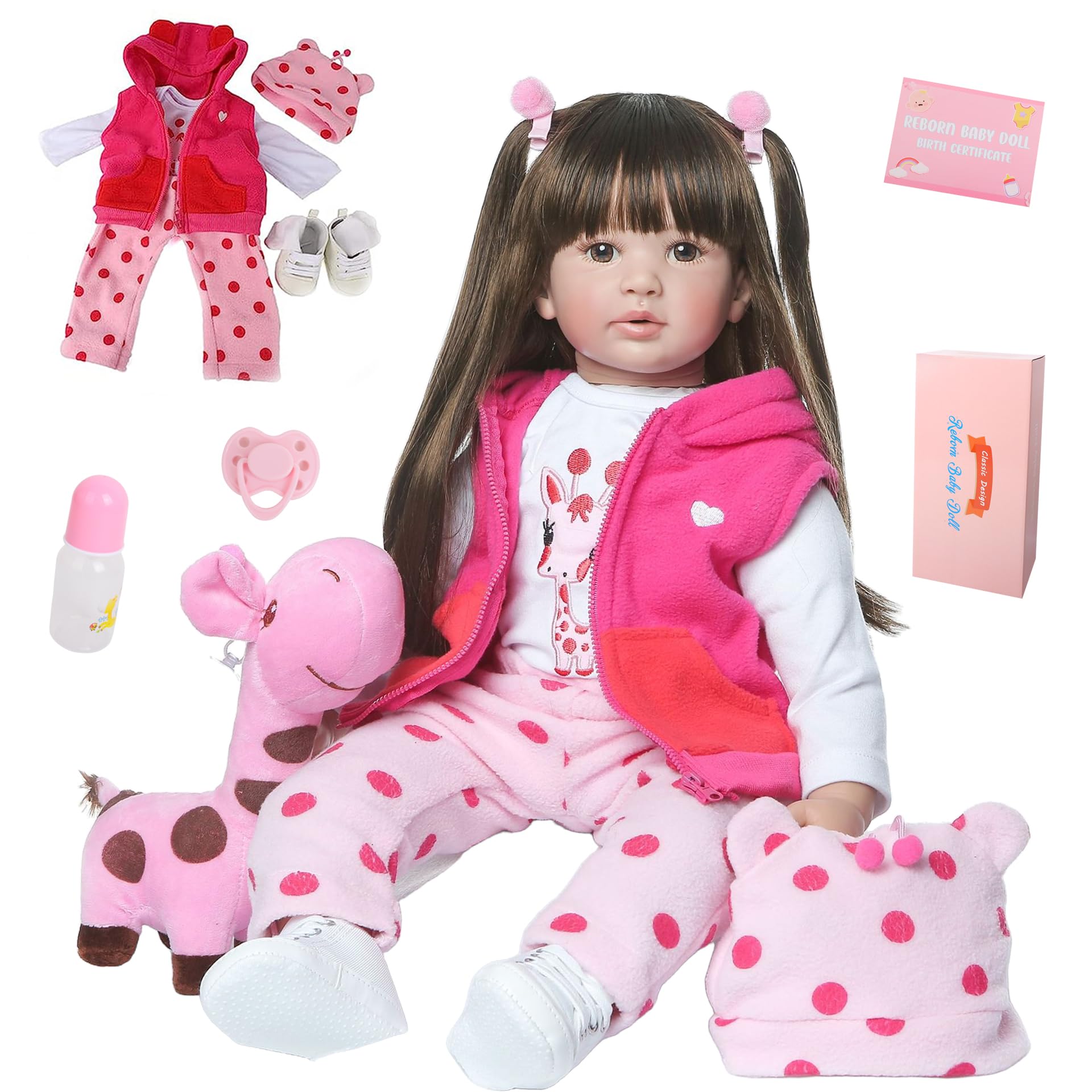 Tudofttg 60cm Bambole Reborn Femmina Morbide Realistiche Bambola in Silicone Vinile Reborn Toddler Ragazza Bambini Giocattoli