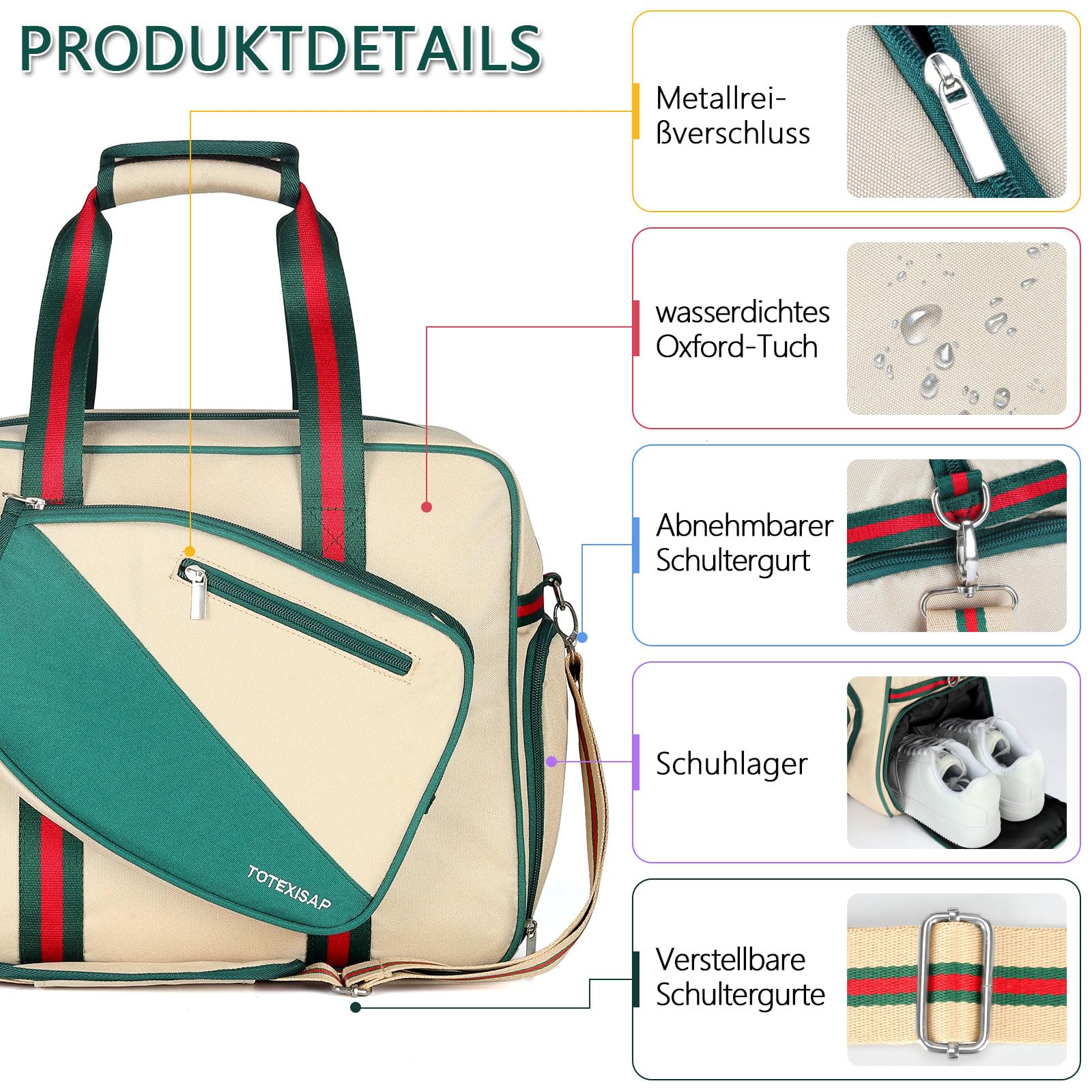 Pickleball Bags for Women, Pickleball Bag Tote with Front Pocket Fits 2 Paddles, Cute Pickleball Paddle Bag with Fence Hook & Shoulder Strap, Pickleball Gifts Accessories for Women Ladies