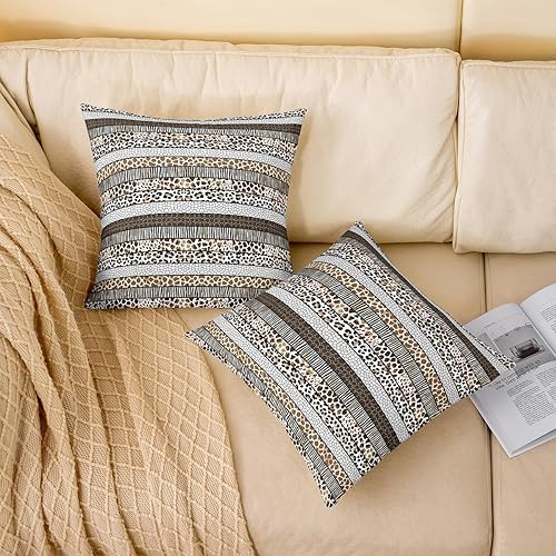 jejeloiu Funda de almohada con estampado de leopardo de 18 x 18 pulgadas, suave piel de vaca decorativa, funda de almohada de guepardo, funda de