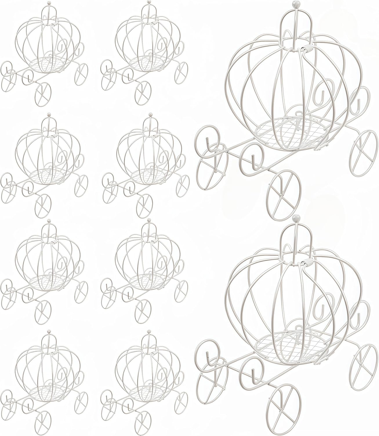 HeCotia 10Pcs Pumpkin Carriages Candy Box, Pumpkin Cart Candy Holder Decorative Treat Holders Carriages Centerpieces for Wedding Birthday Baby Shower Party (White)