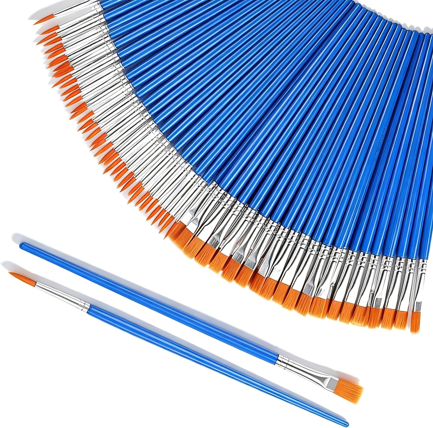 – 60‑Piece Small Paint Brush Set with Round & Flat Tips, for Watercolor, Oil, Gouache, Face & Body Painting, Fine Detail Art & Decorations
